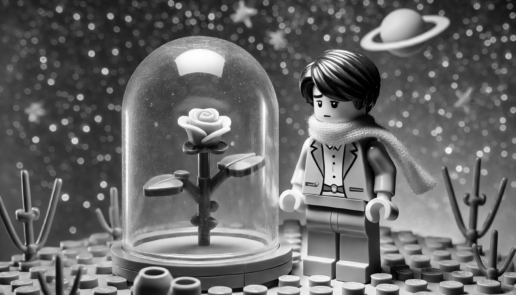 brandon condict as lego minifigure the little prince with flower