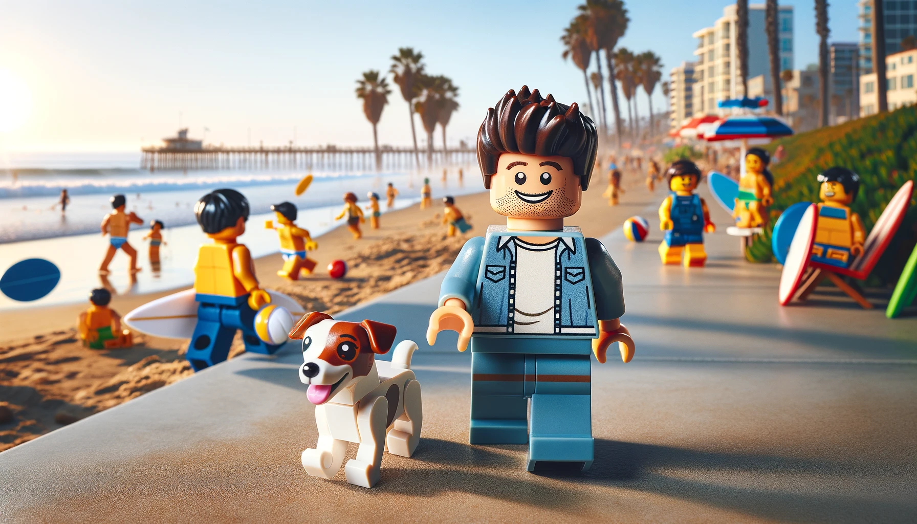 brandon condict as lego minifigure walking byrd in san diego