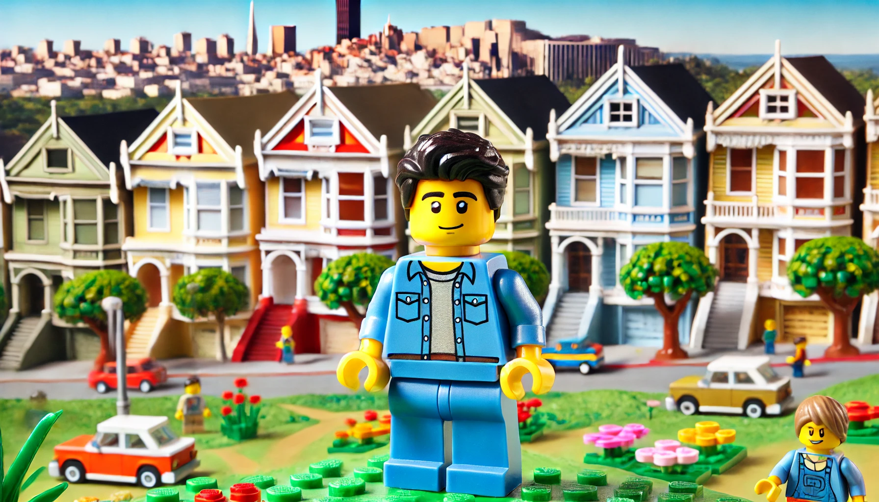 brandon condict as lego minifigure in front of painted ladies san francisco
