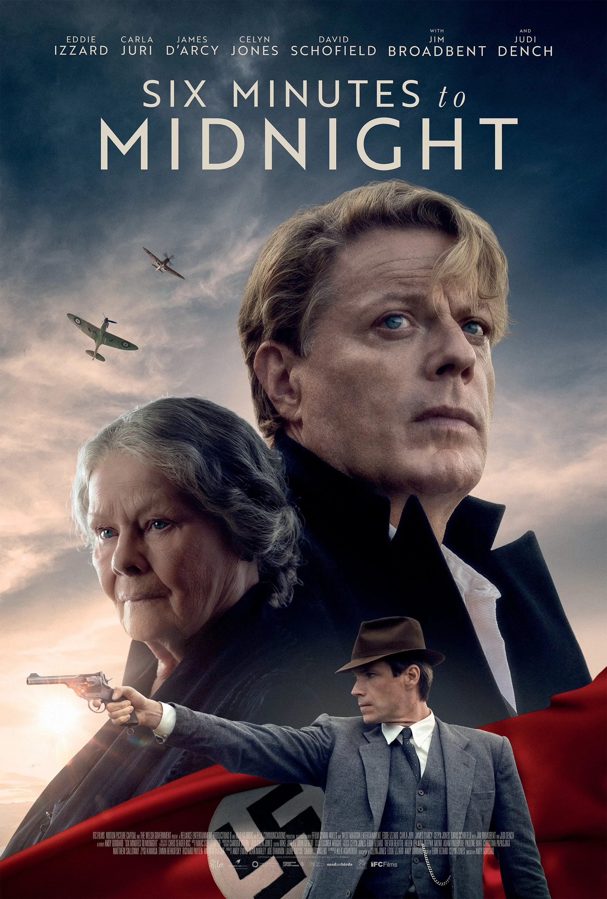 A poster for the movie 'Six Minutes to Midnight' produced by Andy Evans and starring Judi Dench, Jim Broadbent