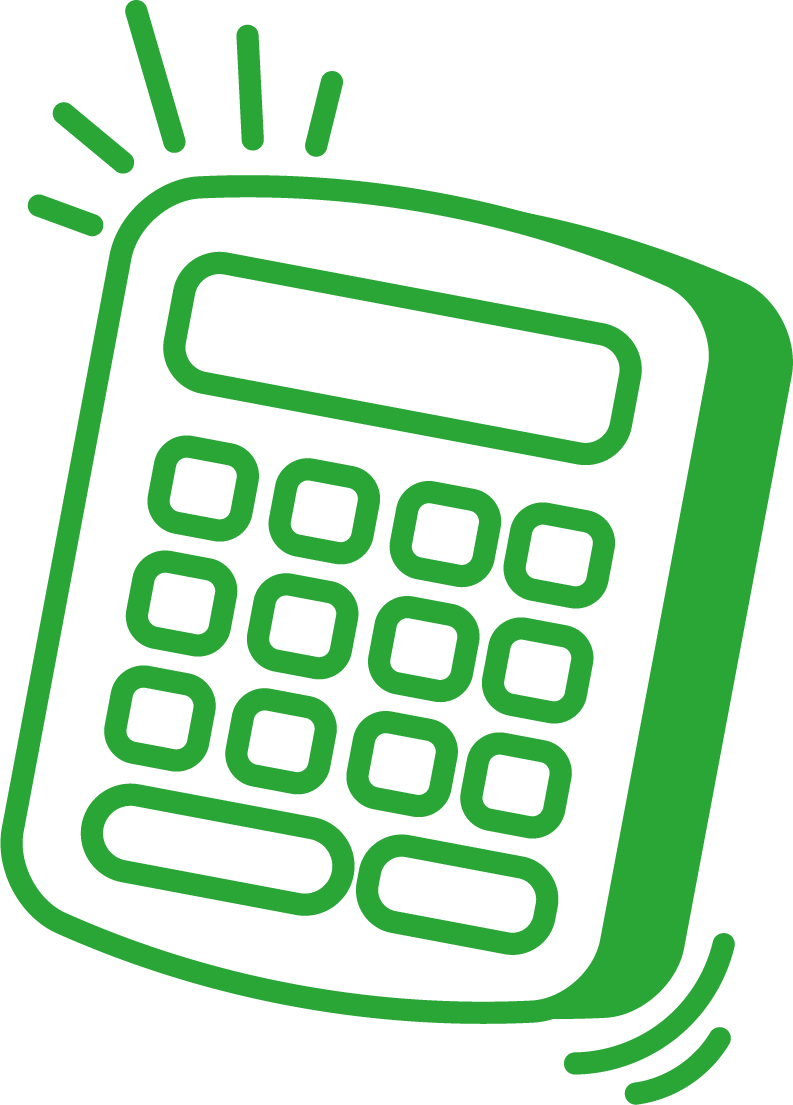 Icône d'un téléphone portable émettant une vibration, représenté en vert.