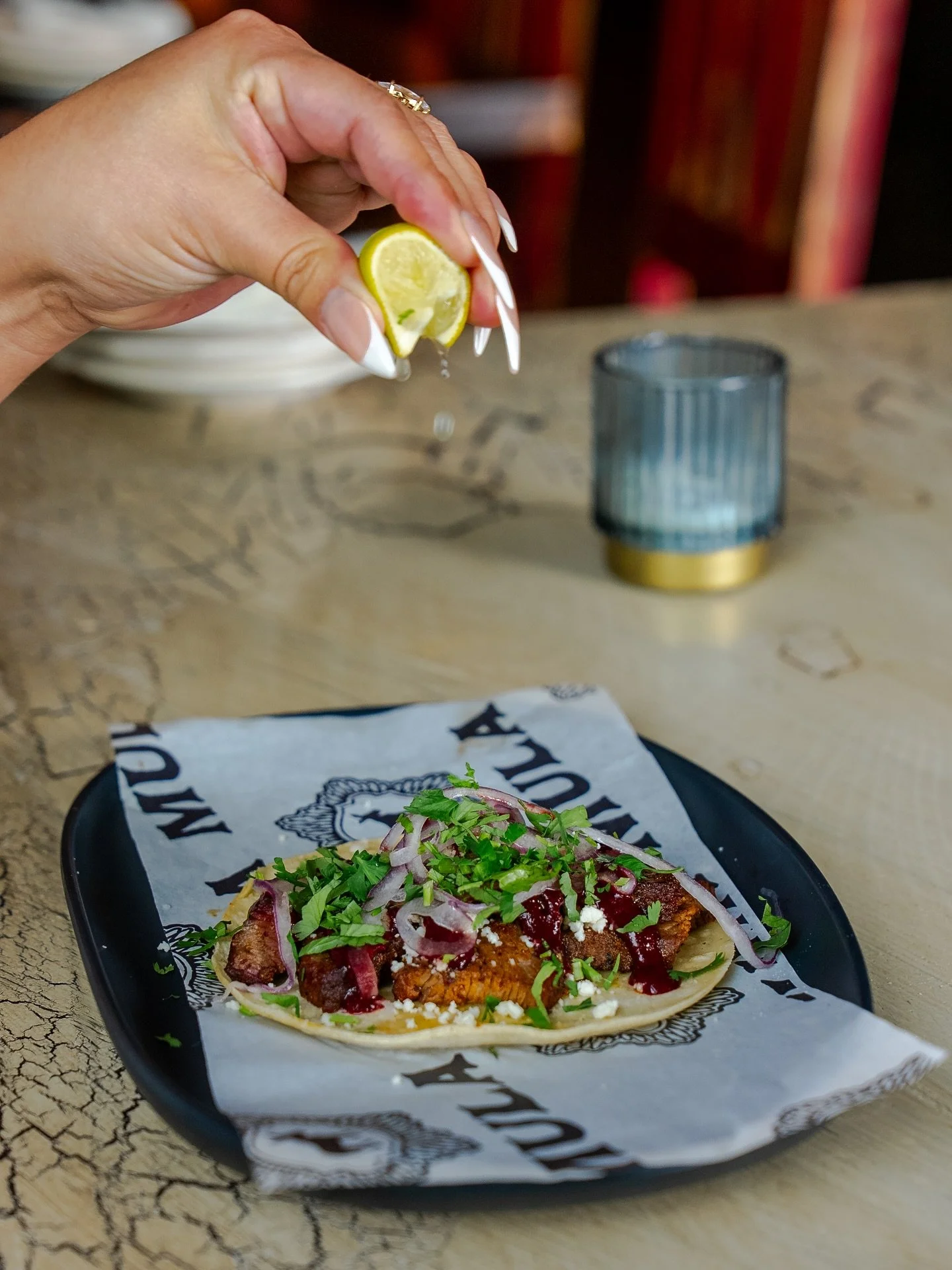 Tri-tip tacos for this week&rsquo;s Thursday special! Juicy, smoked tri tip, blackberry-chipotle salsa, shaved red onion, queso fresco, and cilantro on a corn tortilla. Today and today only!