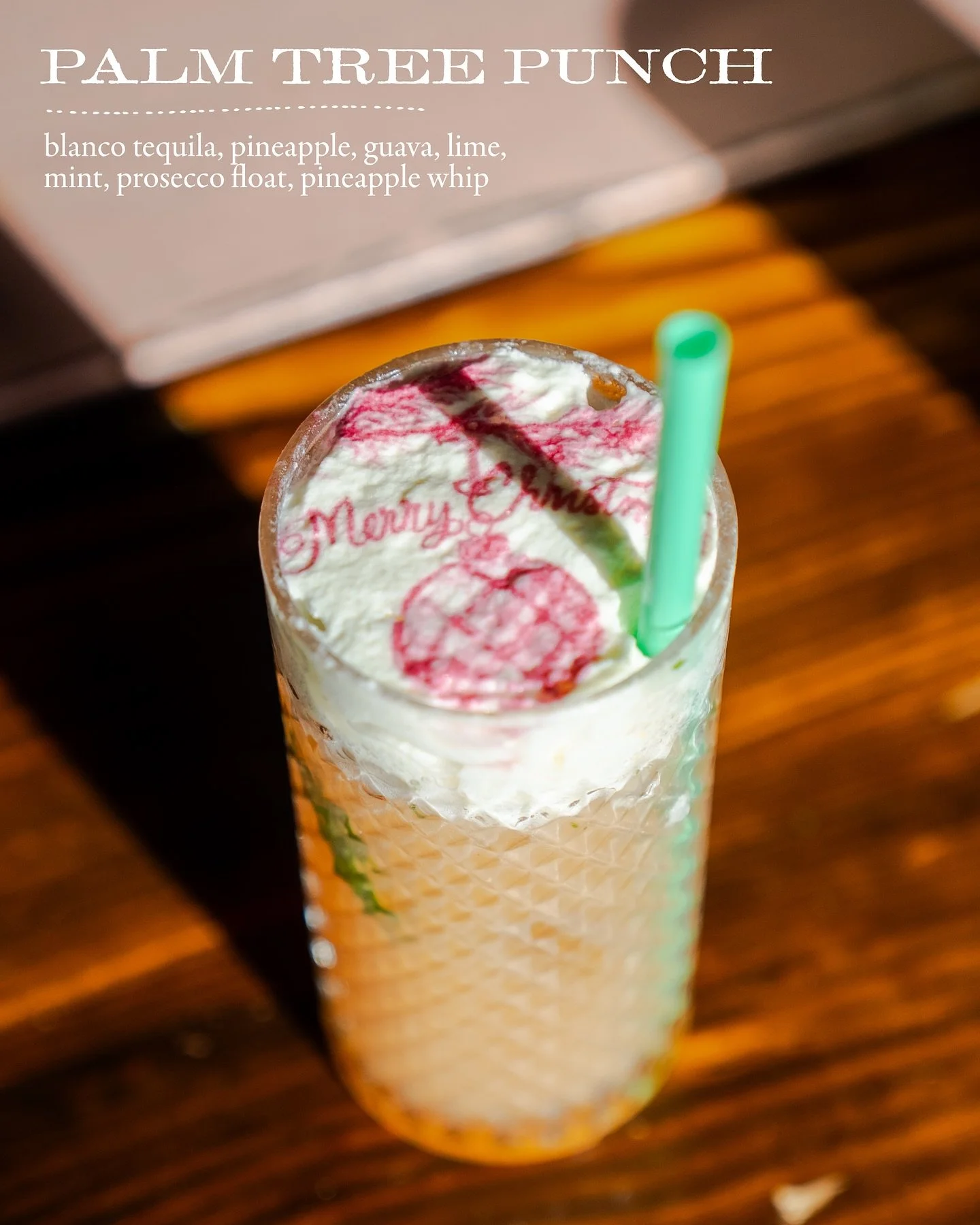 This one has been a hit. Palm Tree Punch. Christmas in Cancun rolls on for another weekend. 🌴