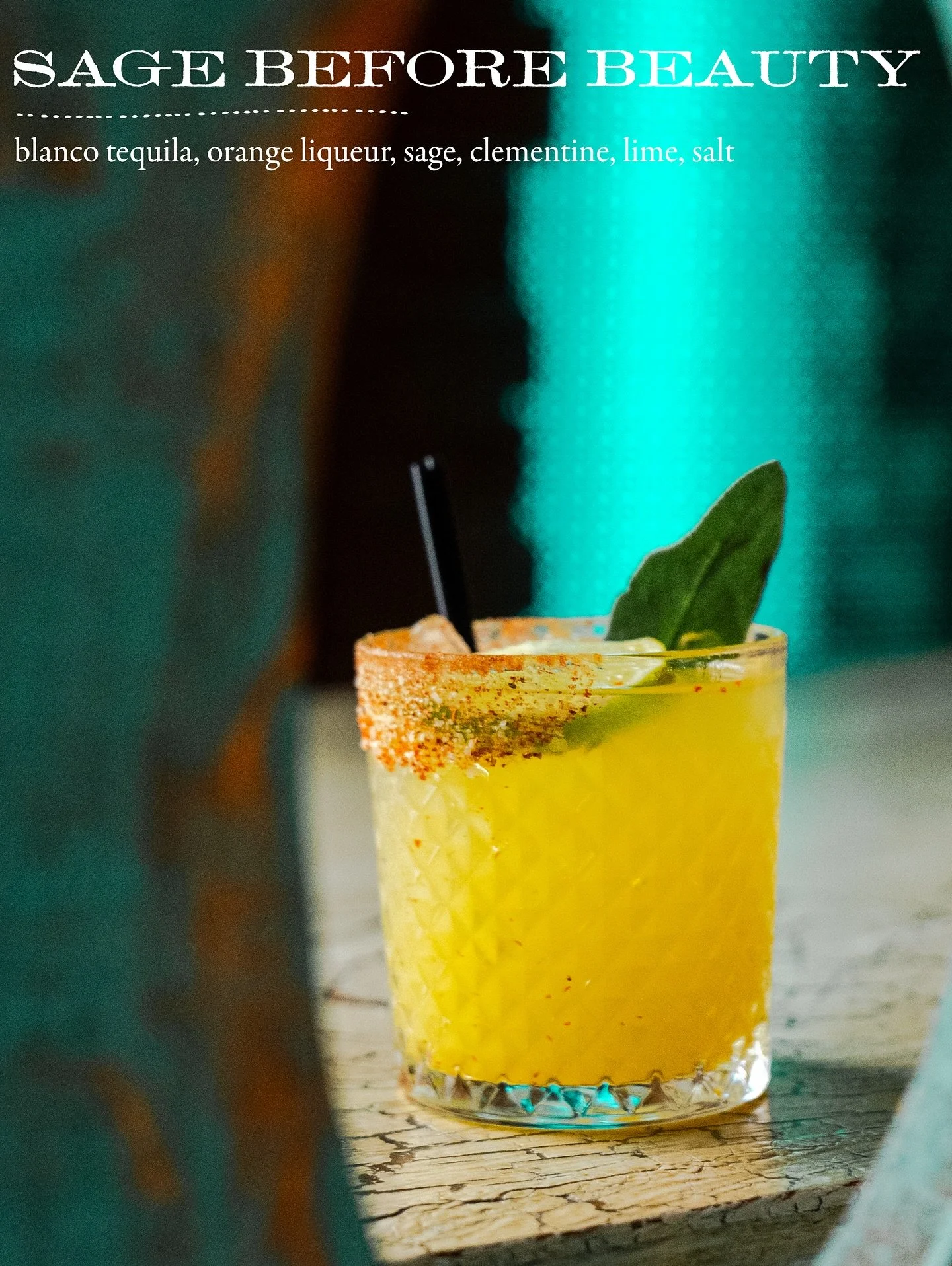 New seasonal menu just dropped! Here is our Sage Before Beauty. We also have a few spirit-free drinks available for everyone drying out. Swipe to see the full menu.