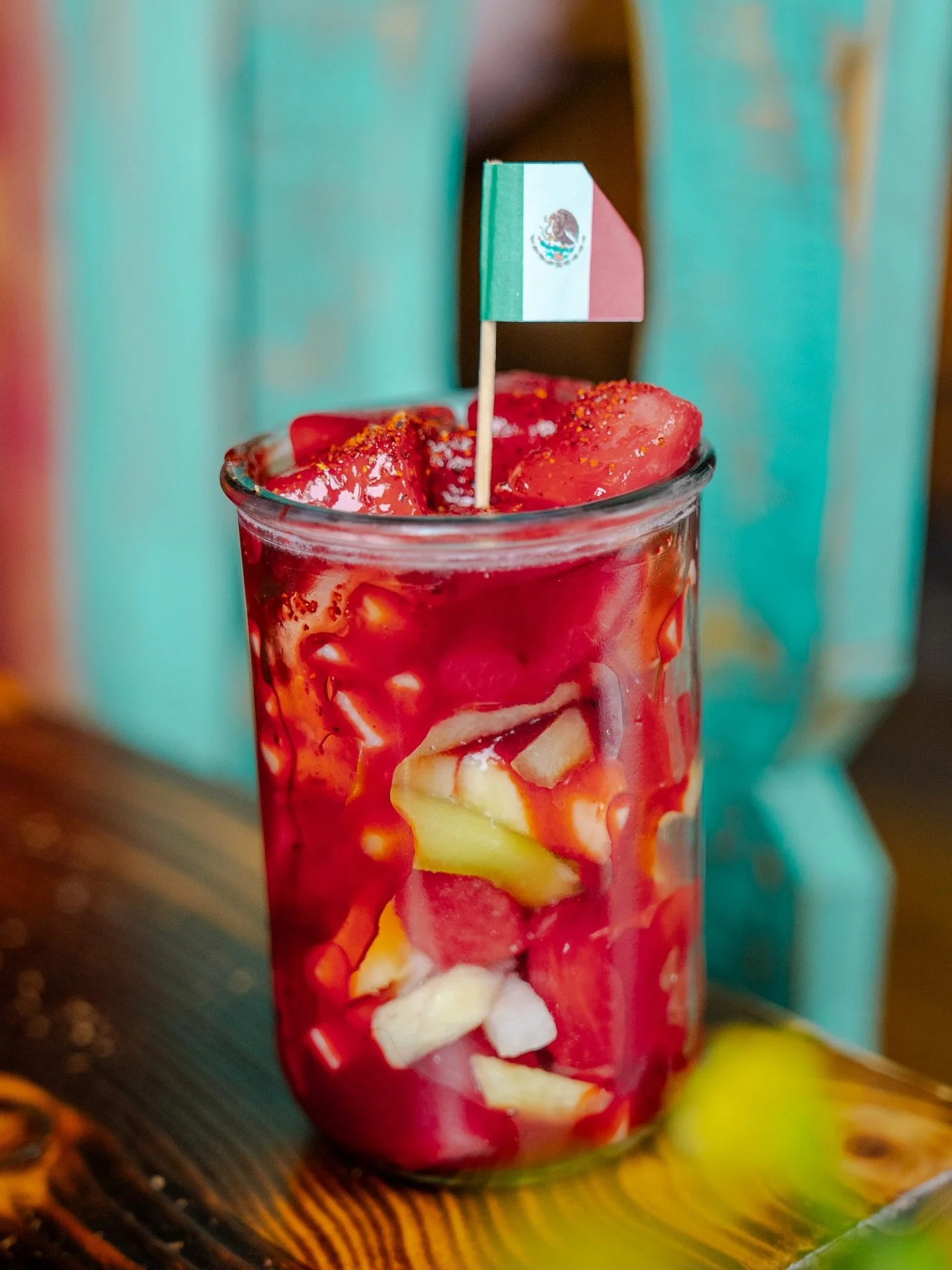 Happy Friday! Beautiful day for some of our new Vaso de fruta! A Mexican street fair staple. Fresh watermelon, jicama, cucumber, and pineapple dressed in chamoy and tajin.
