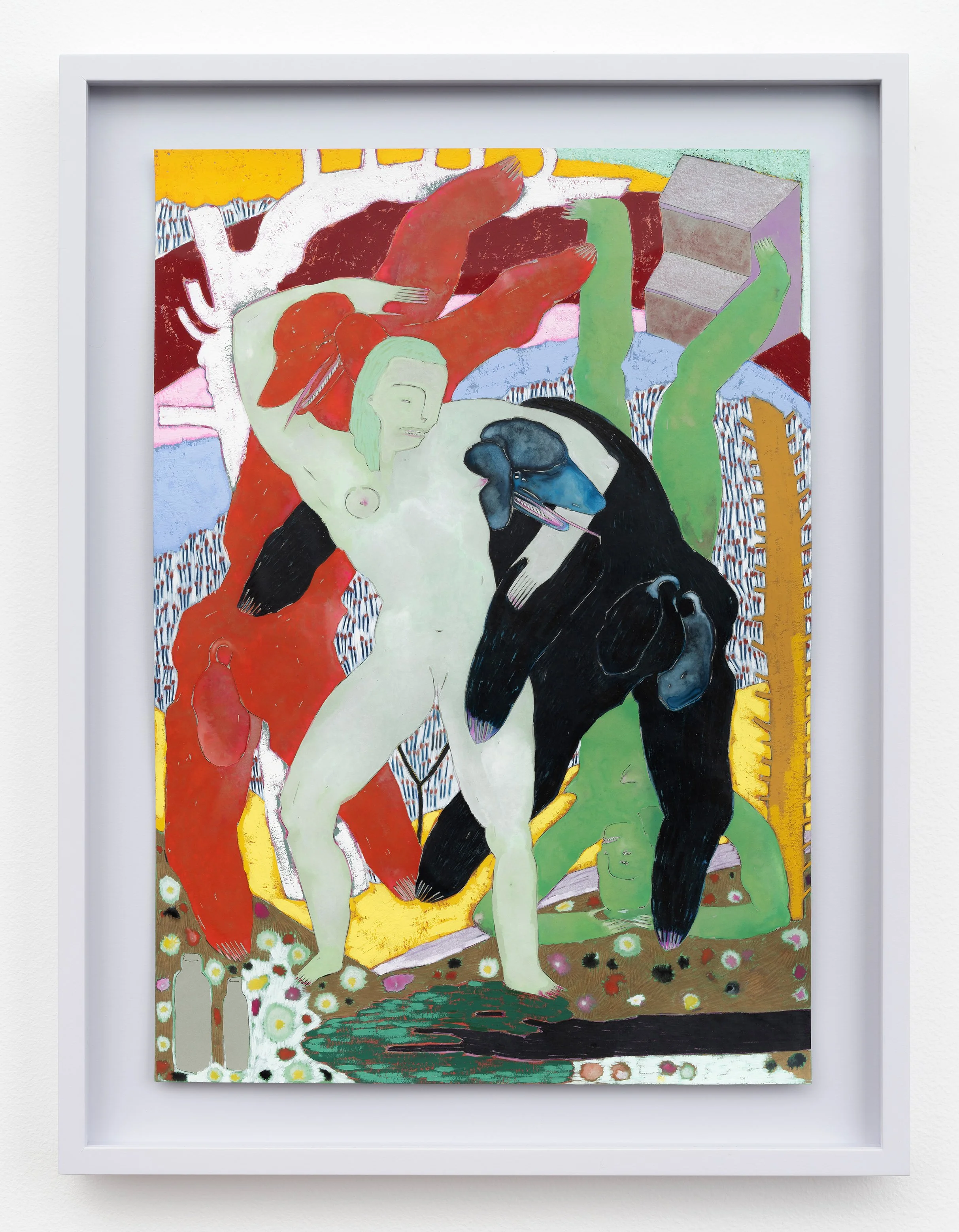 Sophie Larrimore
Window shoppers, 2025
Watercolor, gouache, colored pencil, and ink on paper
49.5 x 36.8 x 3.8 cm (framed)