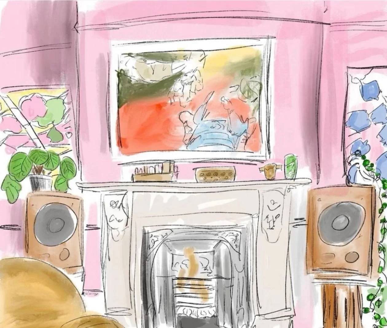 A sketch I made of living room as it is now.