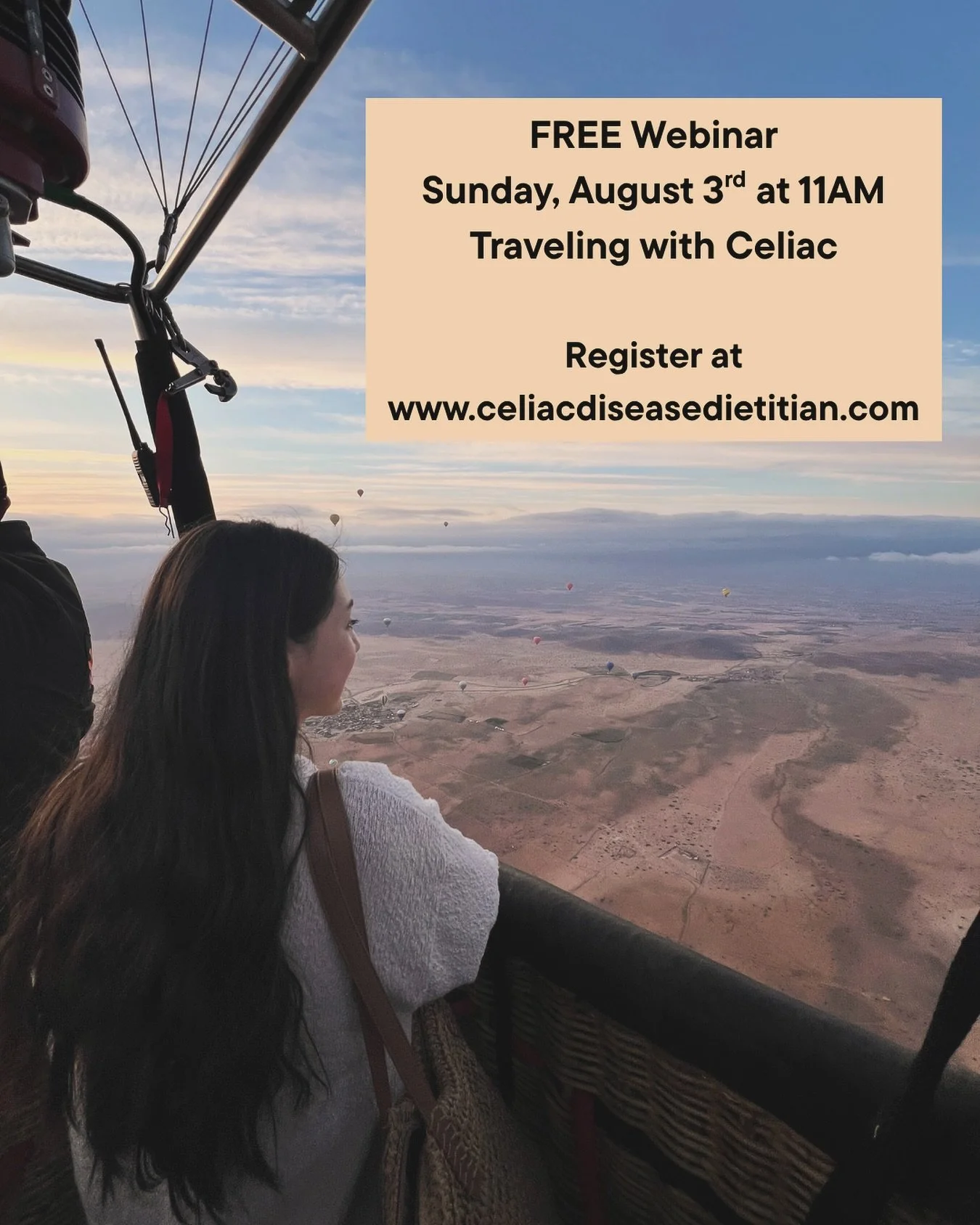 Join me Sunday, August 3rd at 11am for a virtual FREE webinar: Traveling with Celiac ✈️

#celiacdisease #celiaclife #glutenfree #glutenfreefood #dietitian #registereddietitian #glutenfreelife #autoimmunedisease #celiacawareness #autoimmuneawareness #