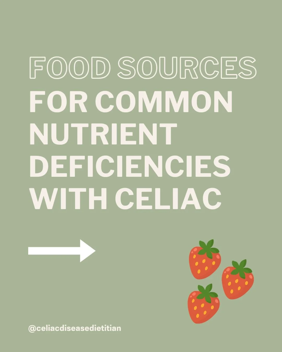 Last week I shared a list of common celiac deficiencies and the role each of those nutrients plays in body. Swipe to find food sources for all of those micronutrients 🥦🥚🍓🥑

#celiac #glutenfree #celiacdisease #celiacdiseaseawareness #celiacdietiti