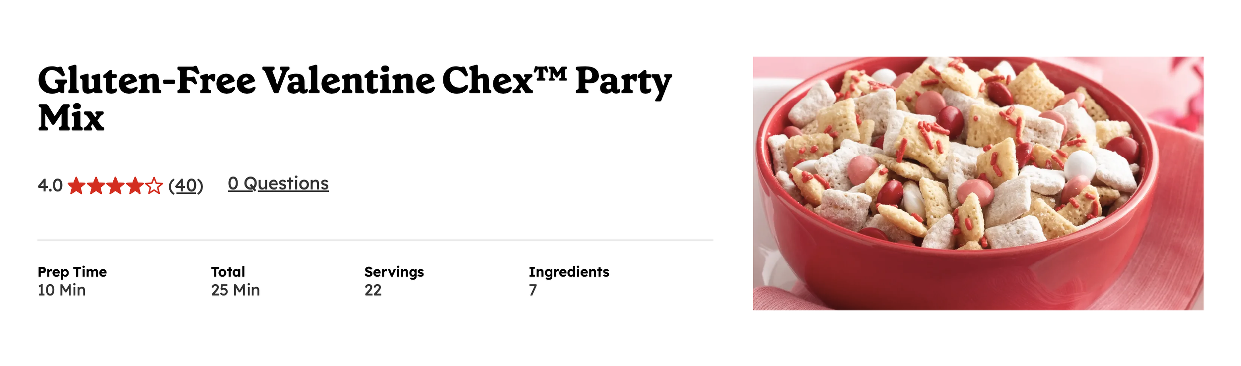 gluten free valentine chex party mix