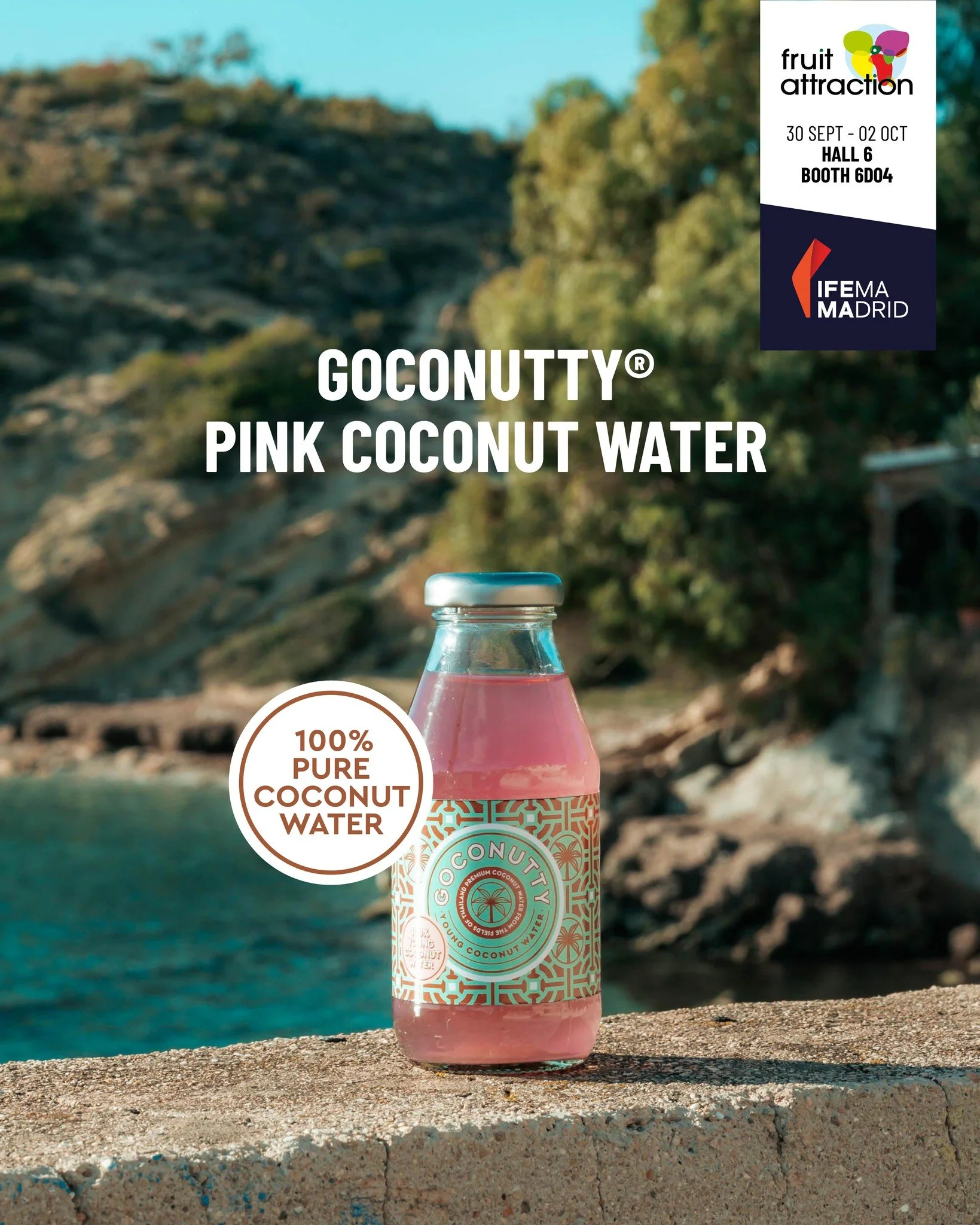 👀 Pink by Nature
Something new is coming to Madrid&hellip;

A fresh addition to the @goconutty  family, bottled at the source, 100% pure, and naturally pink thanks to antioxidants.

No additives. No concentrate. Just one ingredient.
The big reveal? 