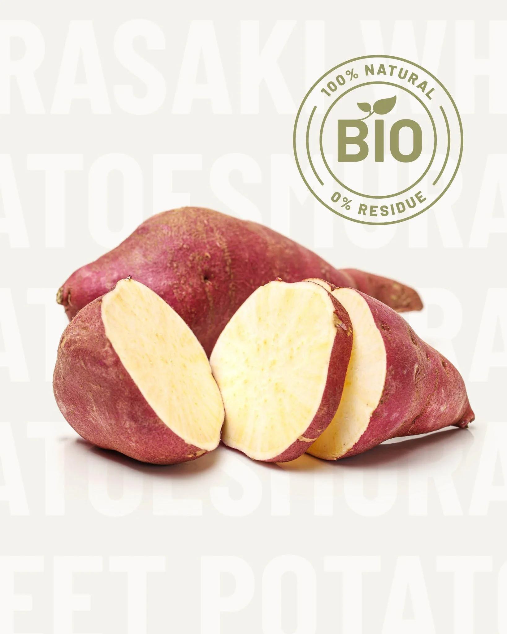 Meet the Murasaki: With its purple-brown skin and creamy white flesh, the Murasaki white sweet potato is a variety that stands out in both looks and flavour. Mildly sweet, firm and naturally starchy: ideal for roasting, mashing, baking or adding dept