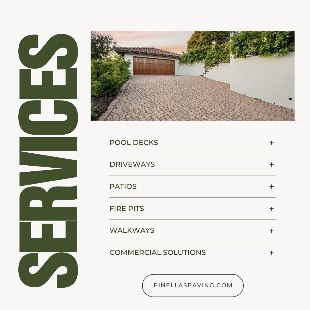 From pool decks to patios, driveways to fire pits, and commercial solutions too&mdash;Pinellas Paving has you covered! 

We bring expert craftsmanship to every project, creating spaces that are both beautiful and built to last. Need more information 