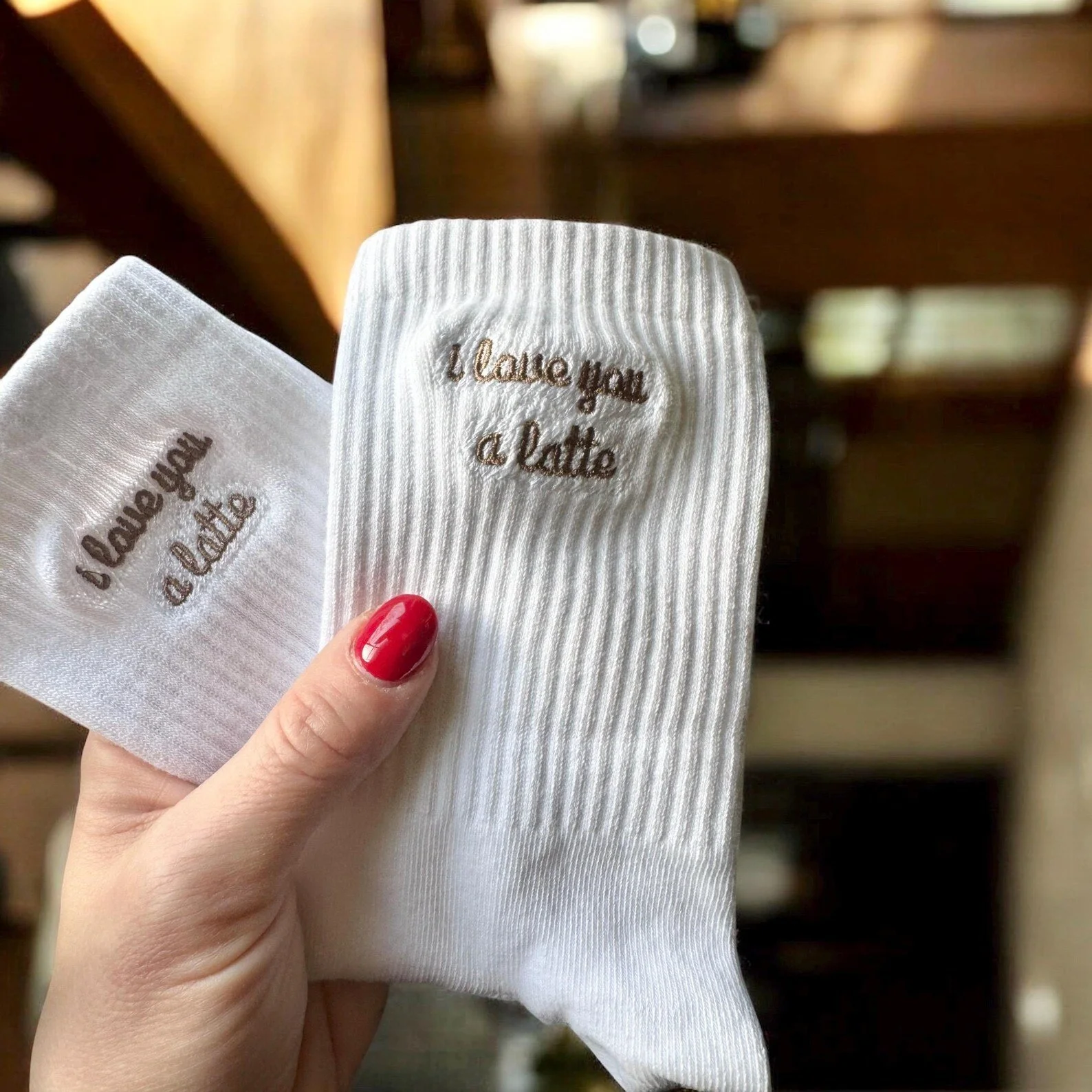 Love You A Latte Crew Socks