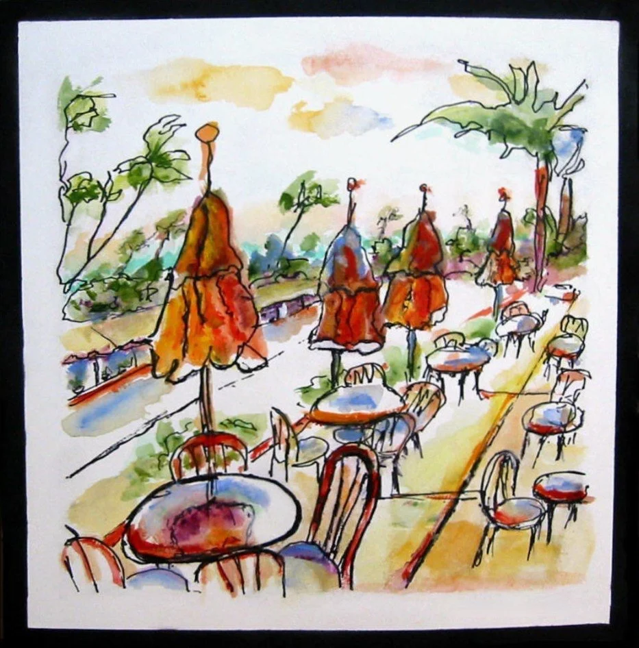 Umbrellas in the Wind (Cafe) | 1:1 Aspect Ratio | Available in Various Colors and Aspect Ratios | 