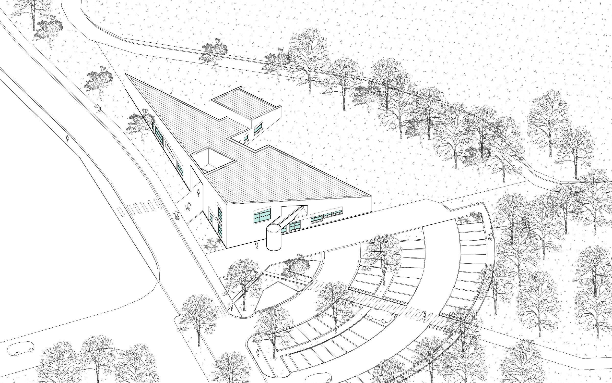 Centre Social de Bourbourg, CUD, Dunkerque, par BPLUSB architectures. Extension Réhabilitation, Bâtiment en structure mixte bois - béton, bardage acier. Architecture bioclimatique, frugalité, bas-carbone.