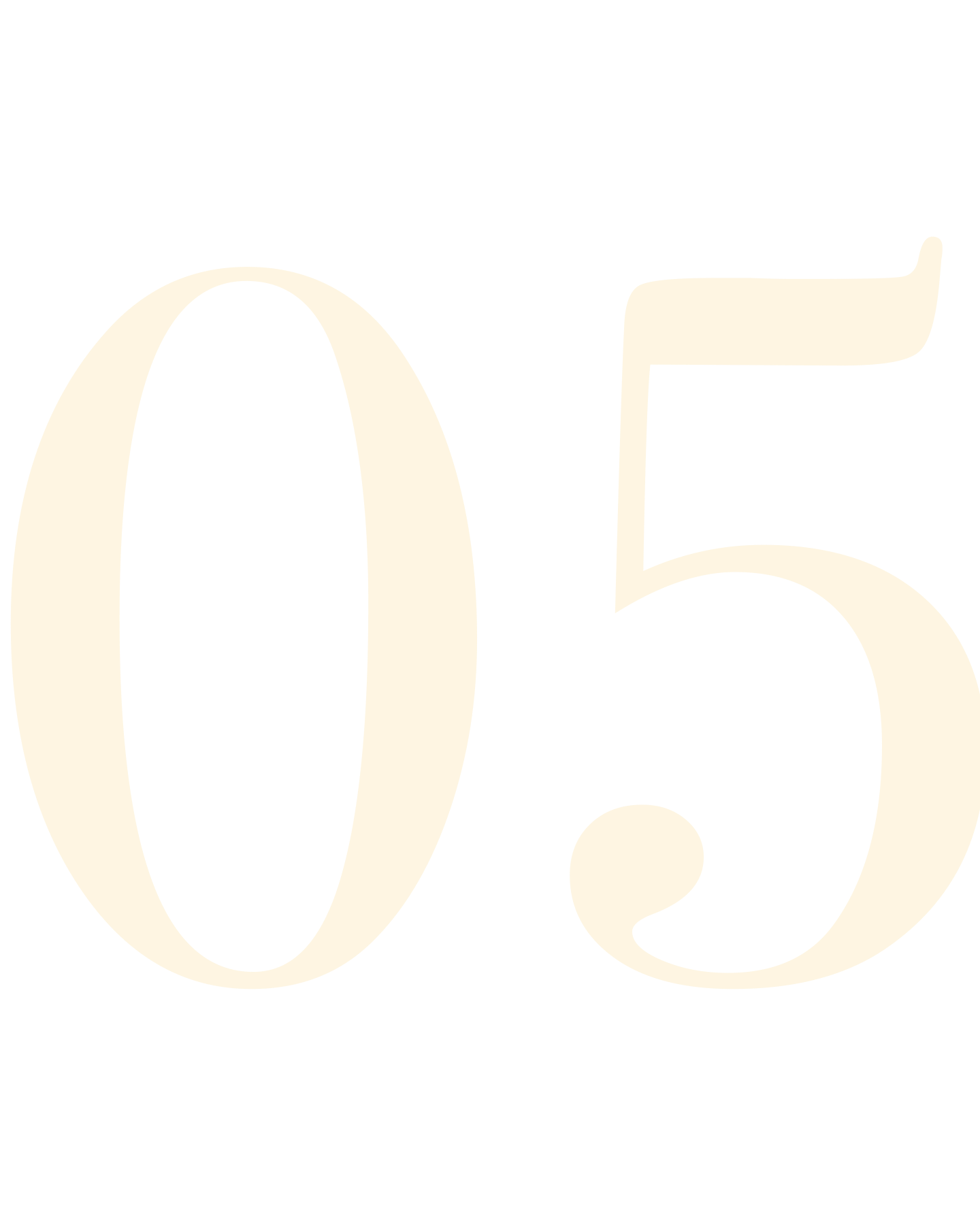 Close-up of a large, stylized, gold number five on a black background.