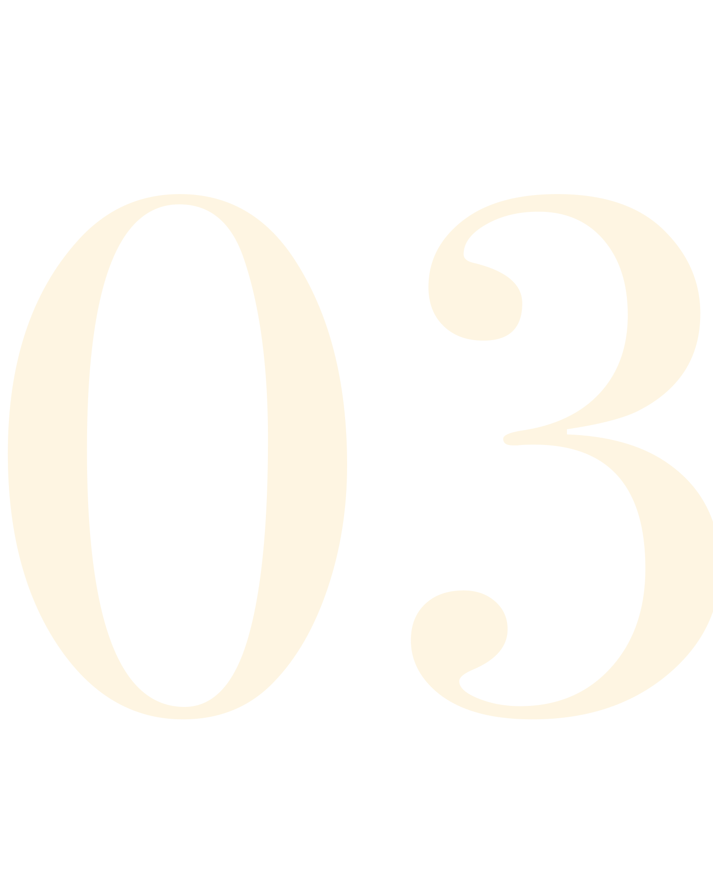 Close-up of large, stylized yellow numbers '0' and '3' on a black background.