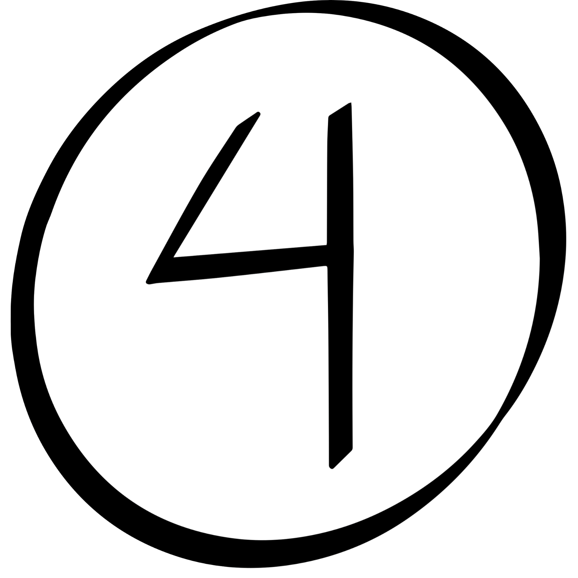 the number 4 encircled by a circle