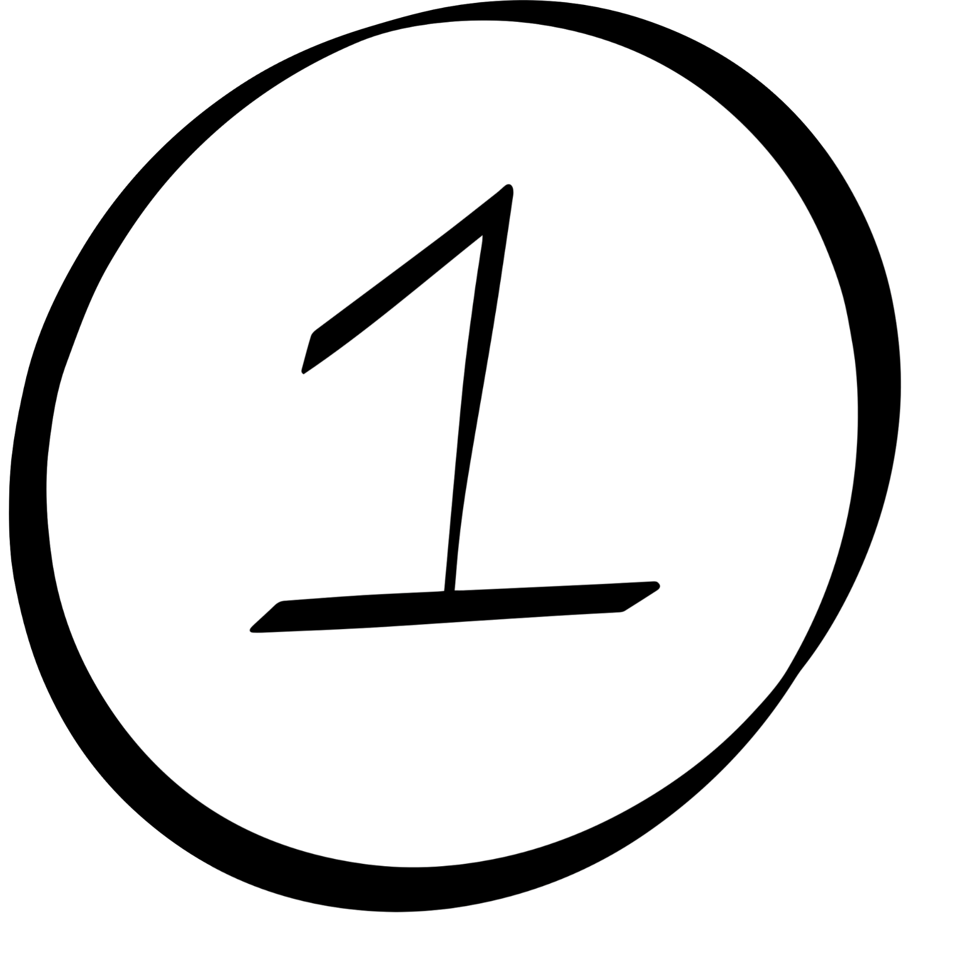 the number 1 encircled by a circle