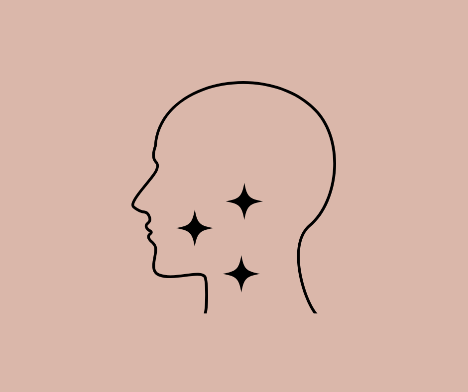 illustration of a profile of a face with stars on the cheeks