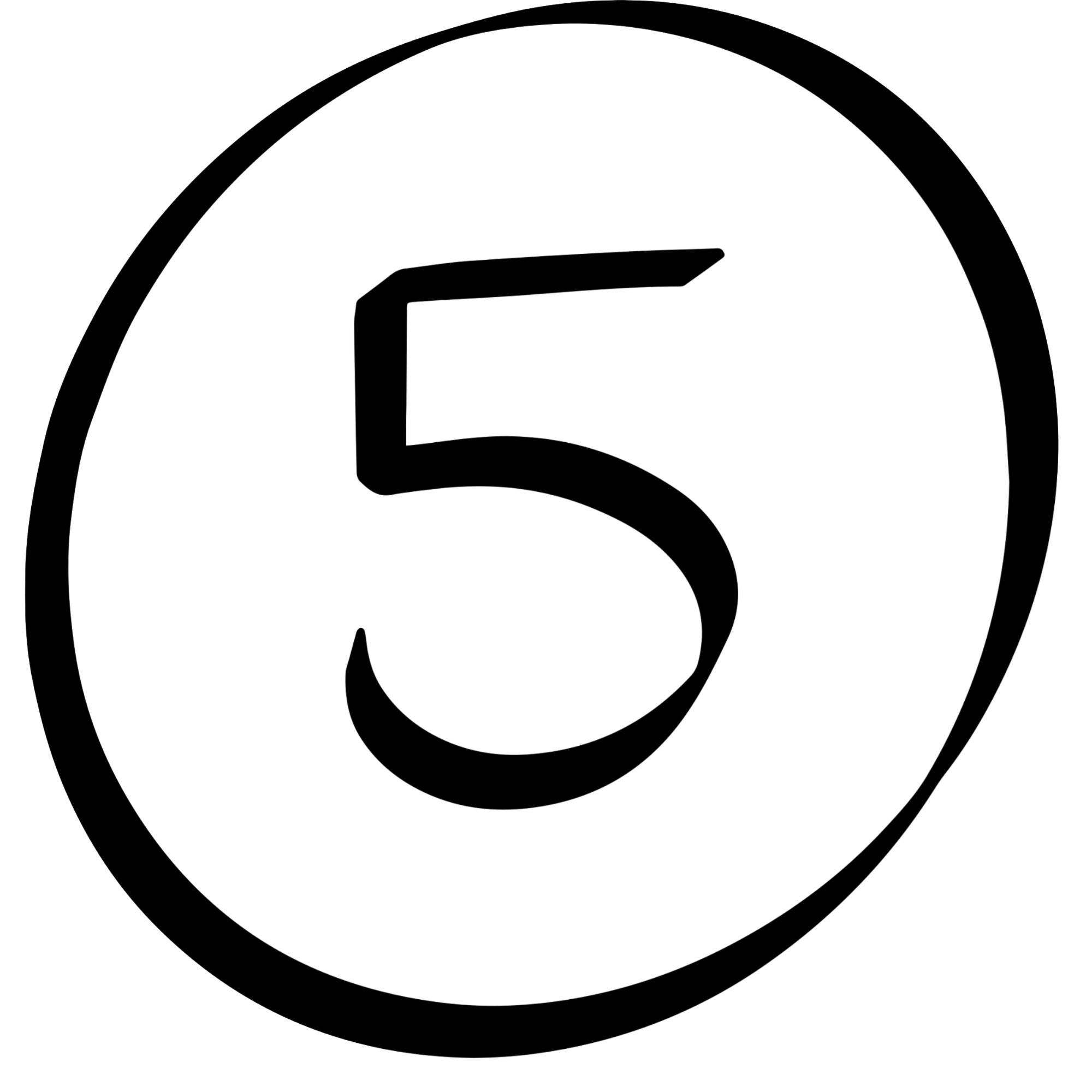 the number 5 encircled by a circle