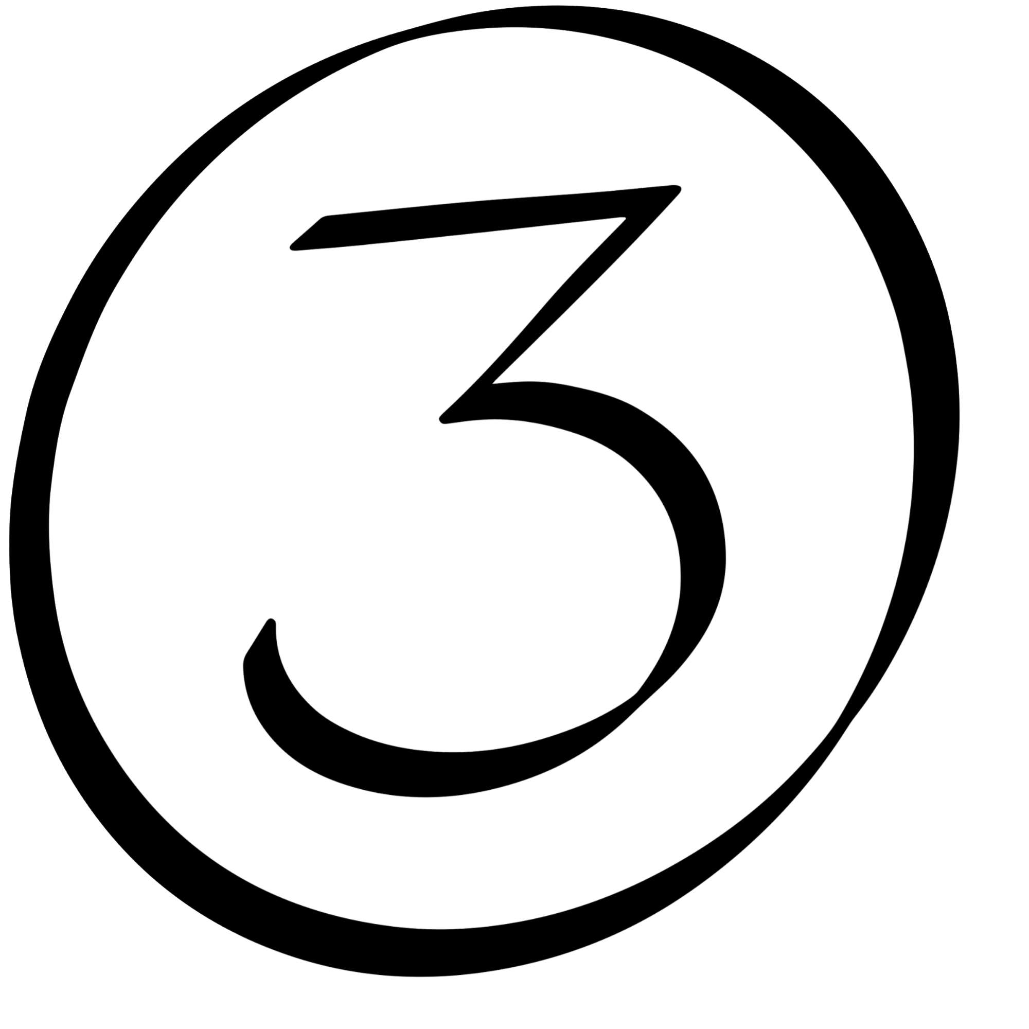 the number 3 encircled by a circle