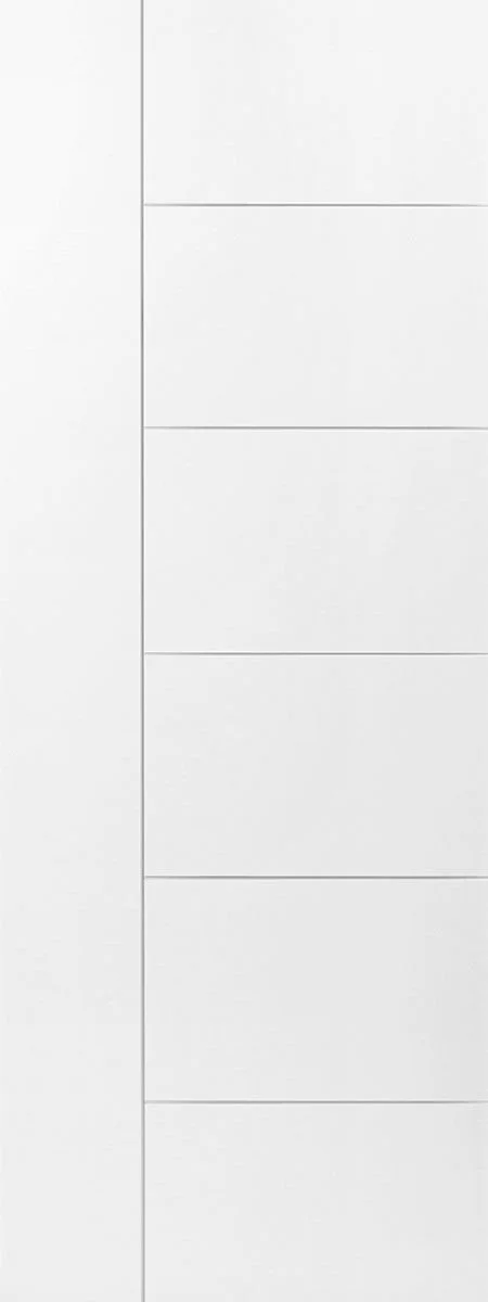 Close-up of a white panel with horizontal and vertical lines creating rectangular sections.