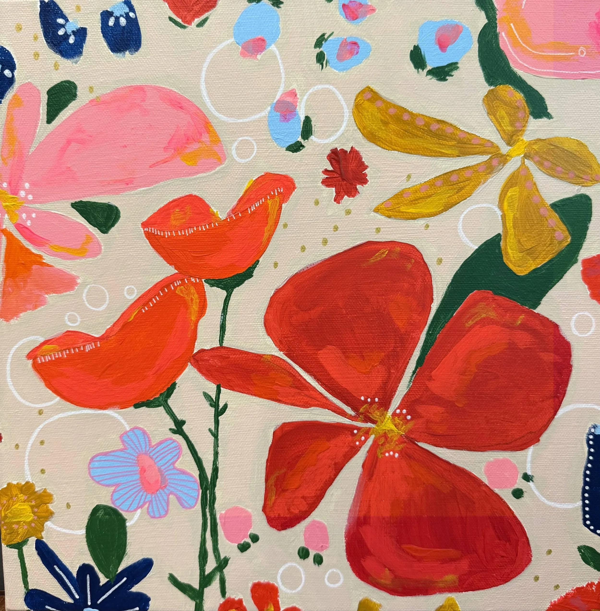 'Garden of Whimsy 1' Acrylic on Canvas 12x12   $200