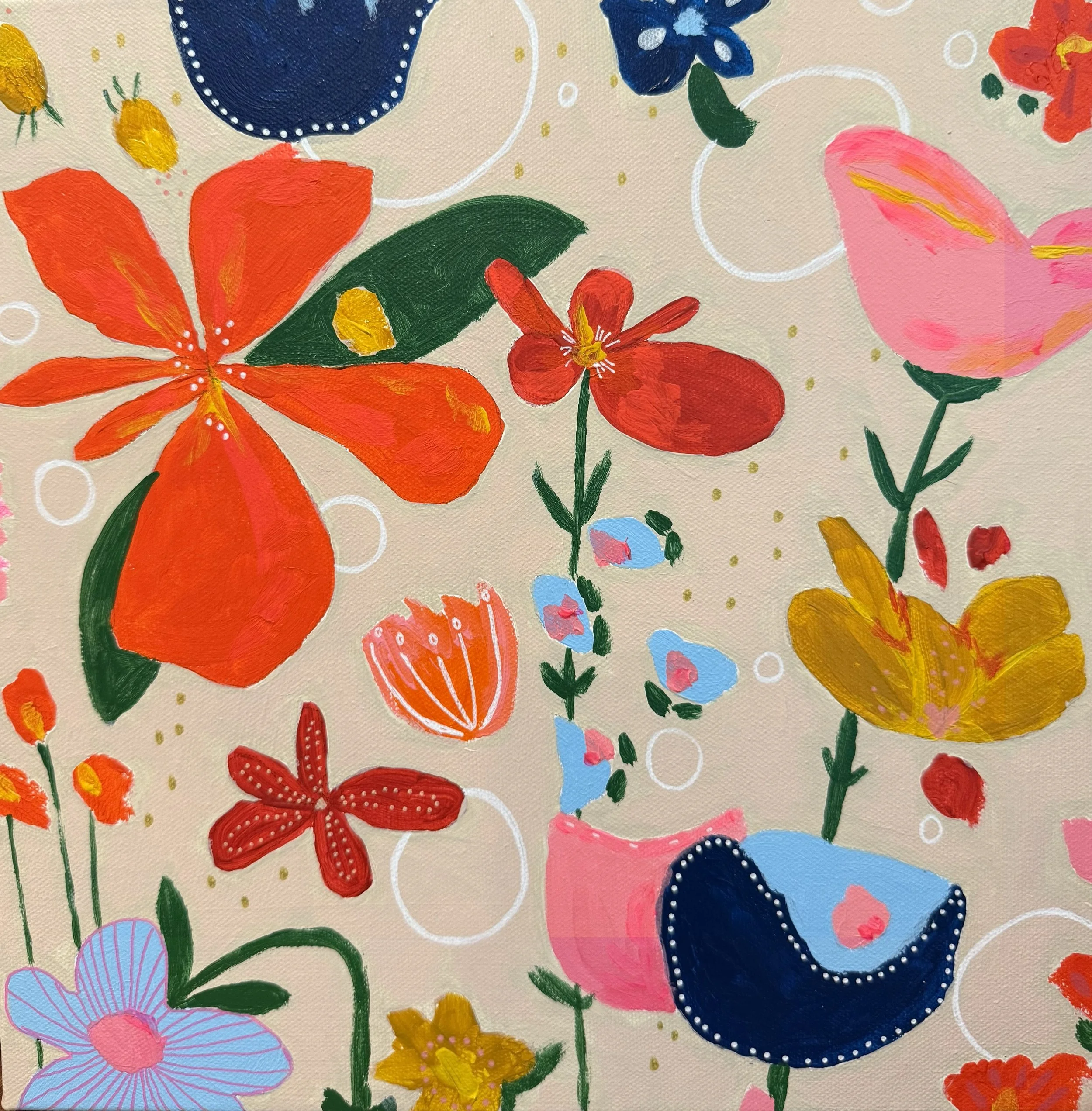 'Garden of Whimsy 2'  Acrylic on Canvas  12x12   $200