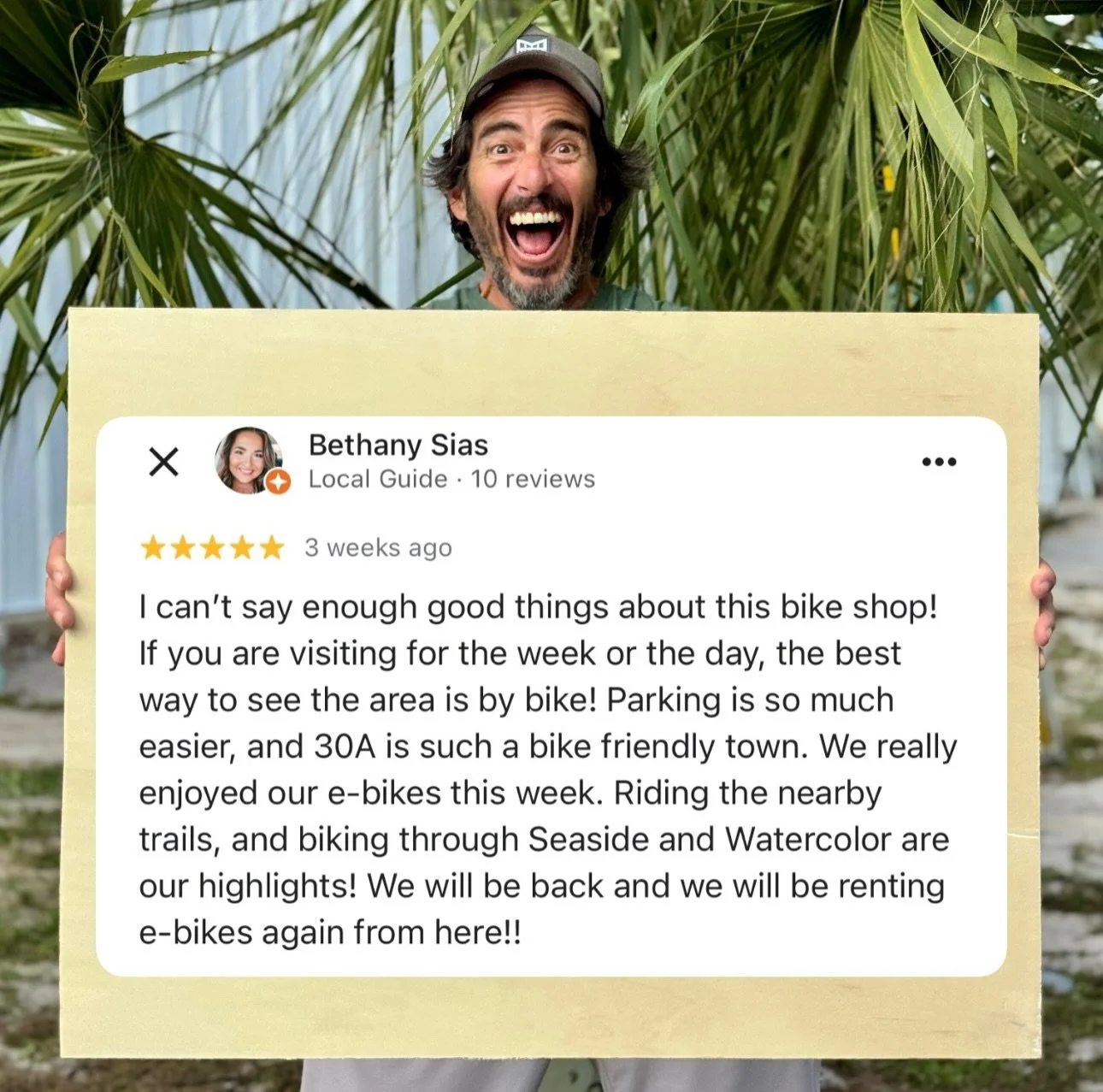 🧡 You + your reviews = the reason we get to do what we love. 🧡

This season, we&rsquo;re feeling extra grateful for riders like Bethany who not only explore 30A with us, but pause long enough afterward to share the love.

Your words lift up a local