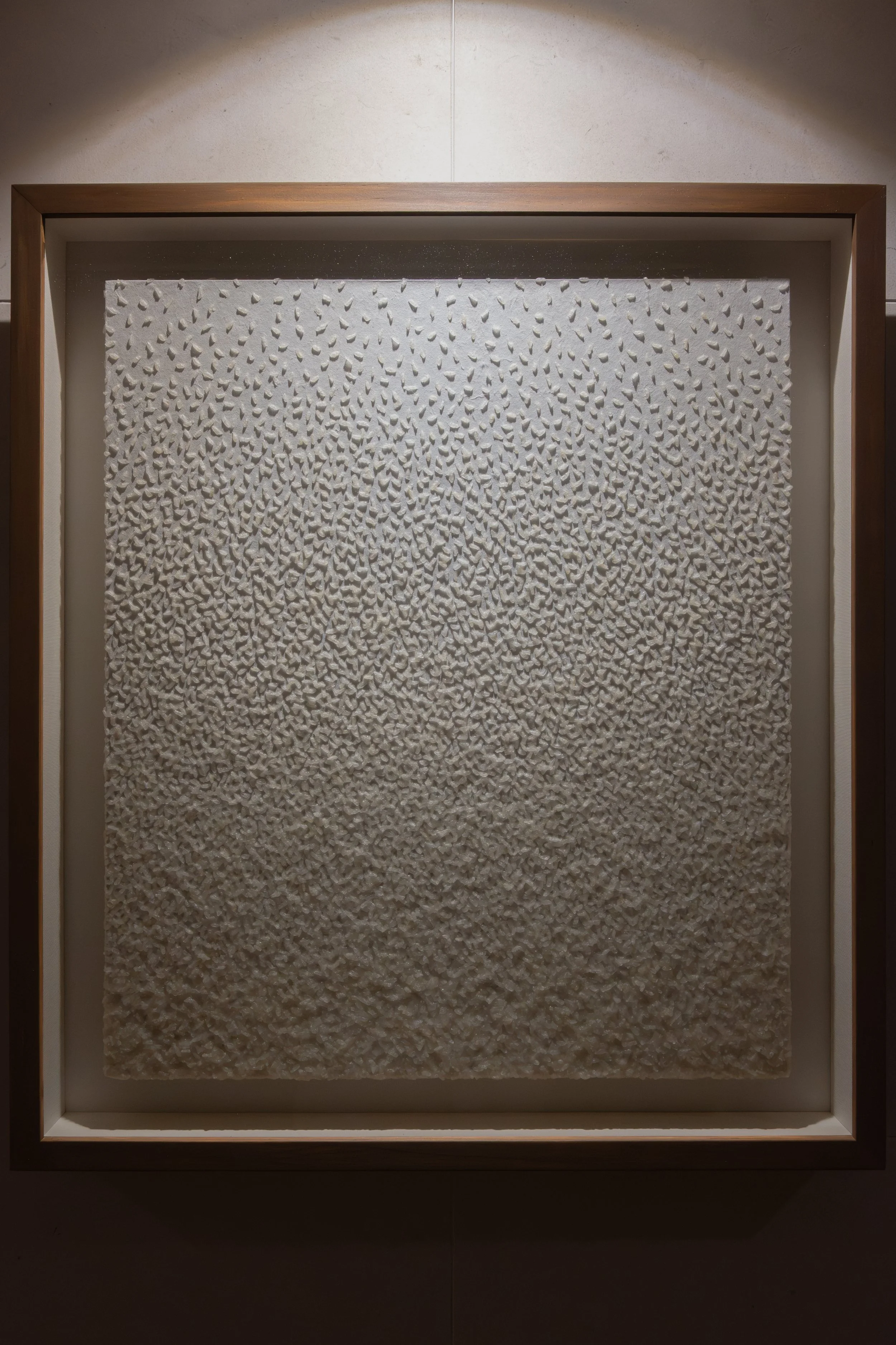 Under the, 2025. Cooked rice on hanji - 18.1 x 21.2 x 1.1 in.