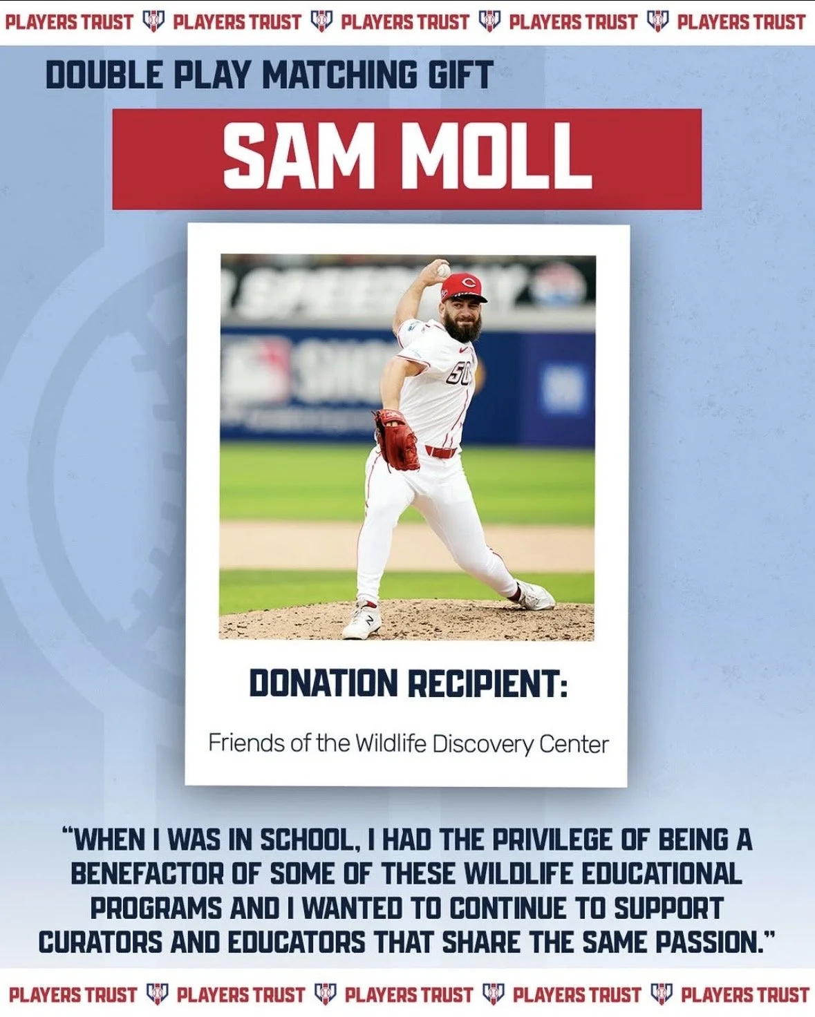 Reds Pitcher Sam Moll Champions WDC Through Players Trust Matching Monday