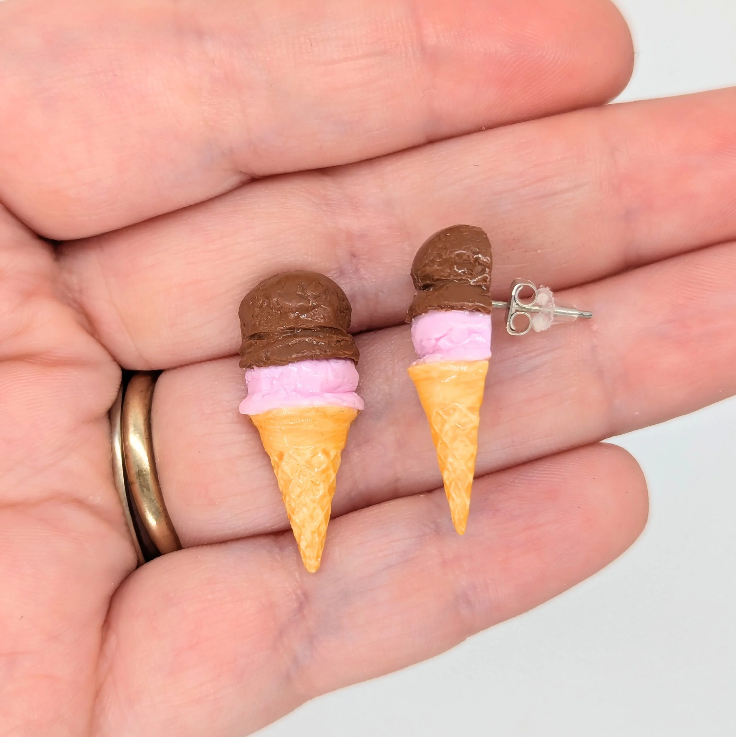 Ice Cream Stud Earrings – Sculpted From Polymer Clay
