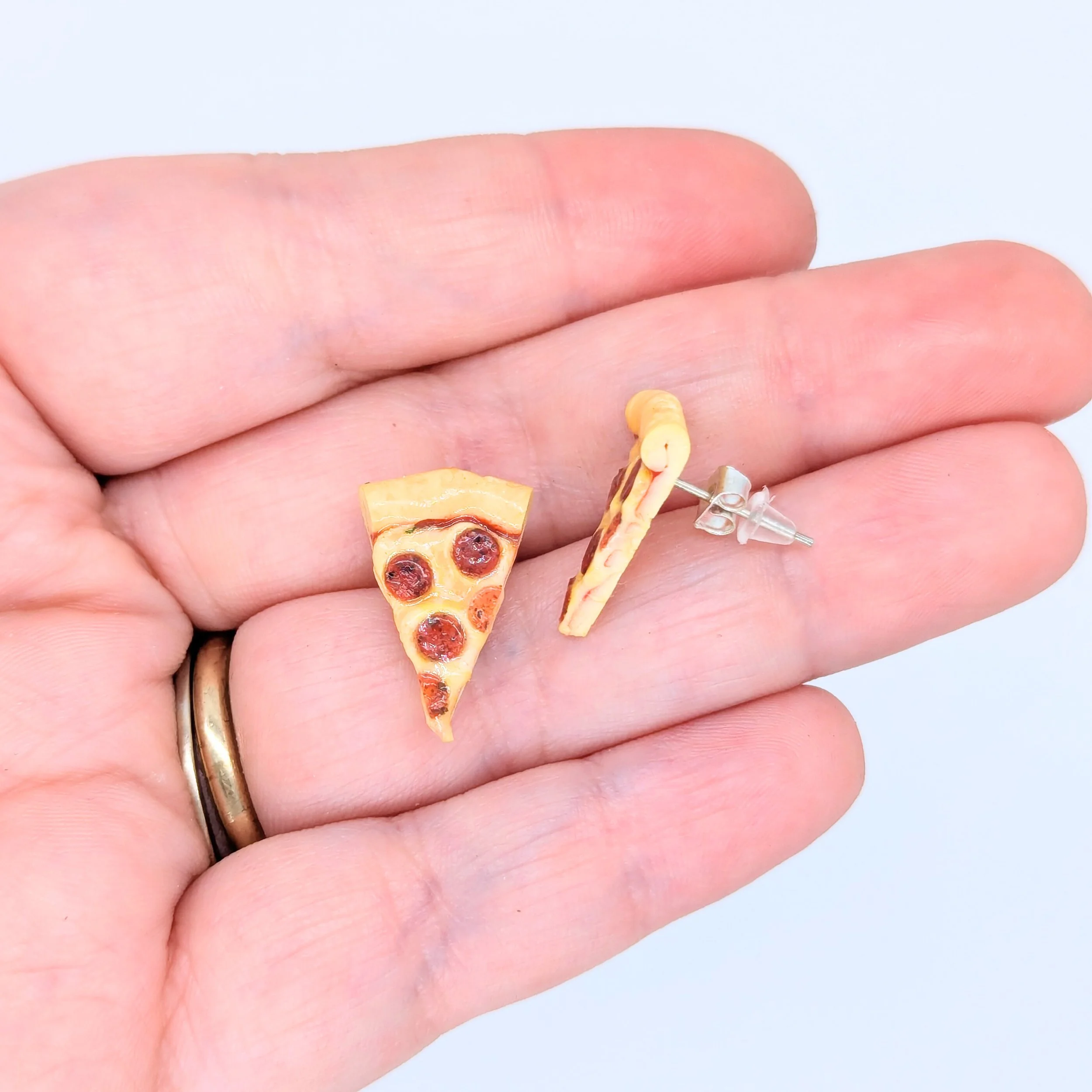 Customisable Pizza Slice Earrings – Sculpted From Polymer Clay