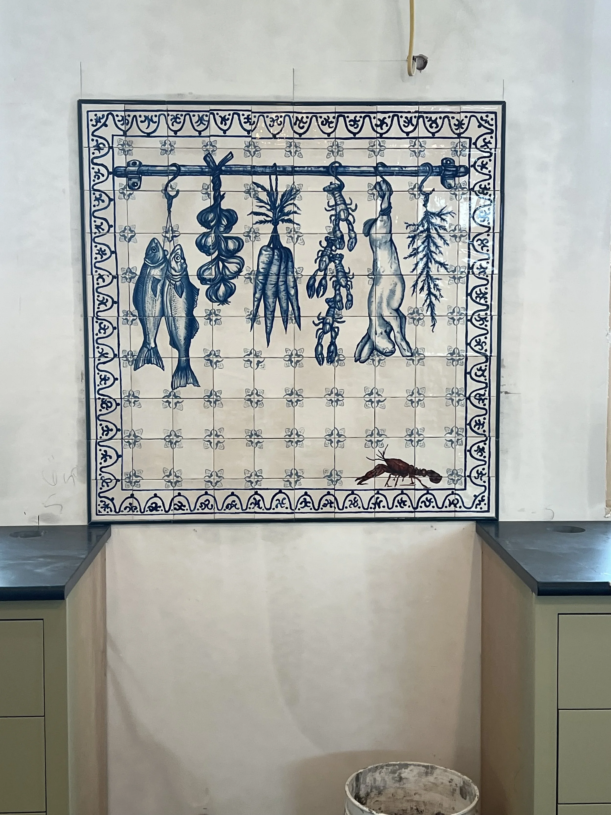 Delft blue tile mural