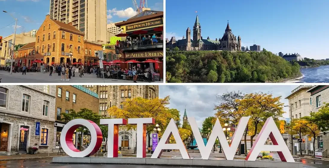 Ottawa landmarks including Parliament and ByWard Market