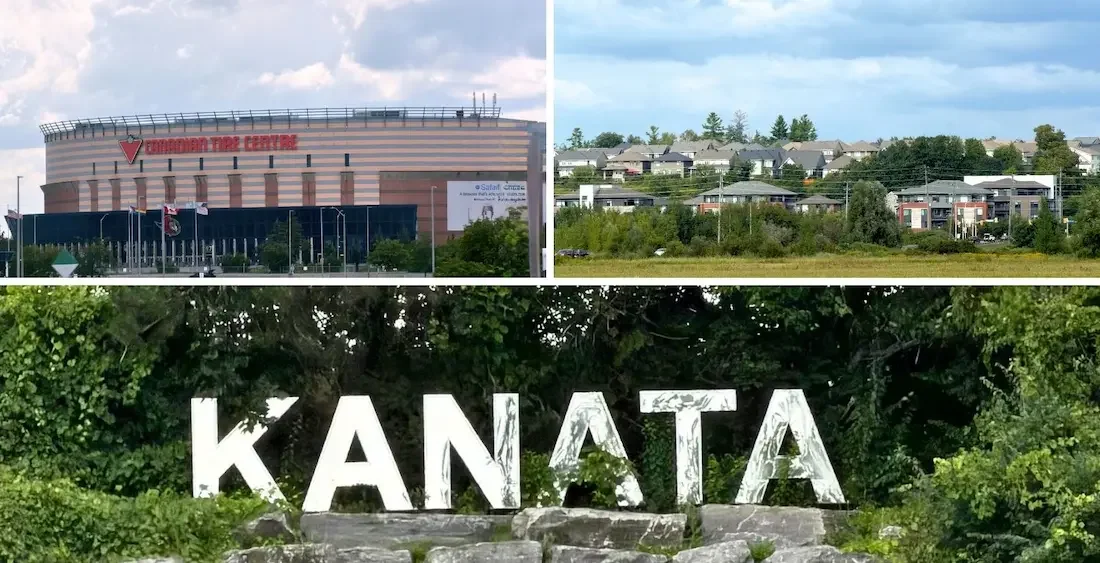 Kanata neighbourhood with Canadian Tire Centre and Kanata landmarks in Ottawa, Ontario