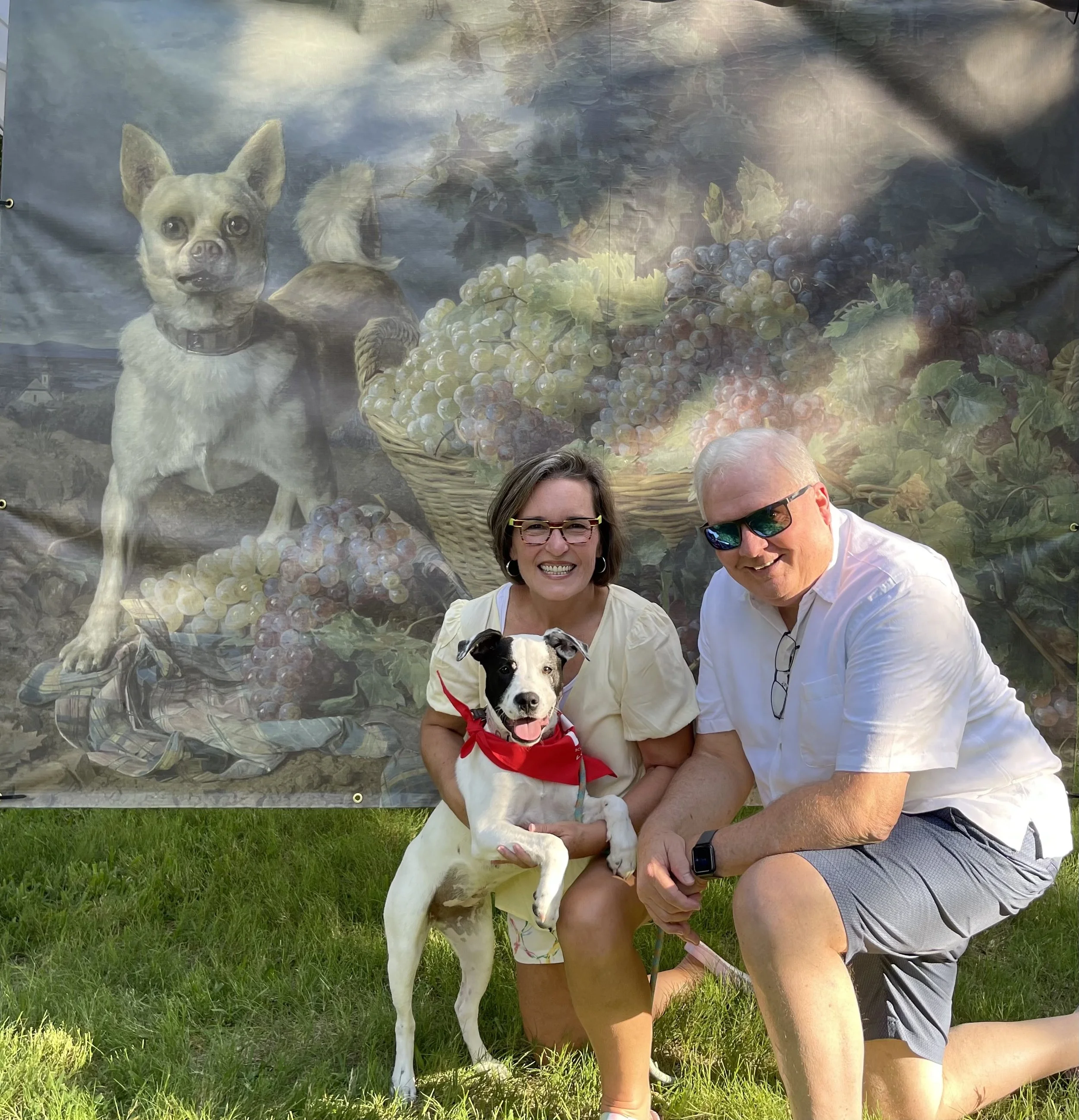 Joe and wife of 36 years, Corinne, with their rescue puppy, Sugar.