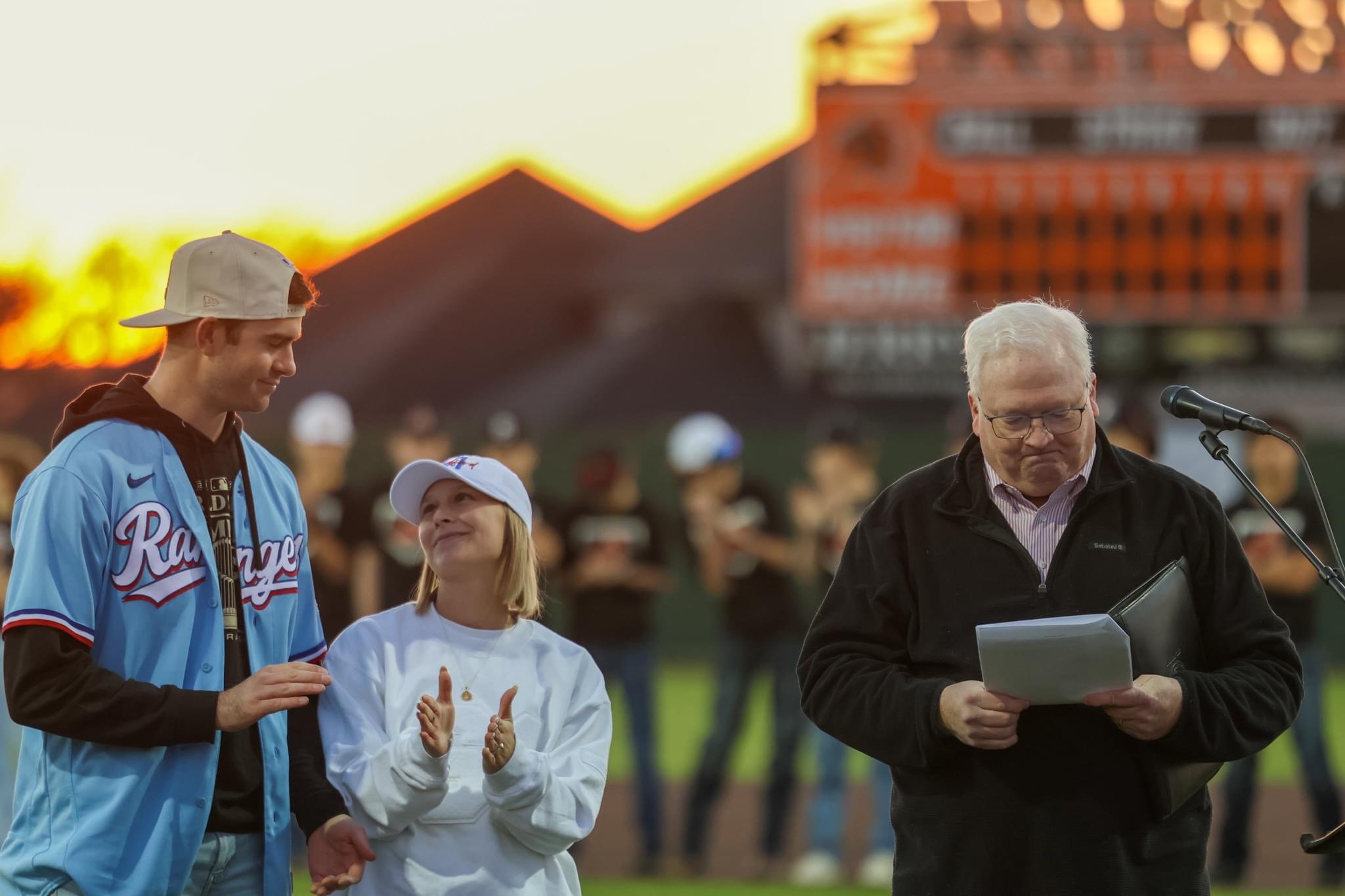As long-time PA voice of Aledo baseball, Joe emceed Cody Bradford night in Aledo