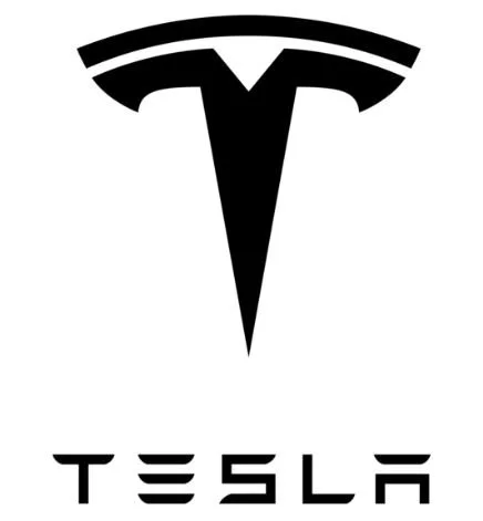 Tesla logo with the word 'Tesla' underneath