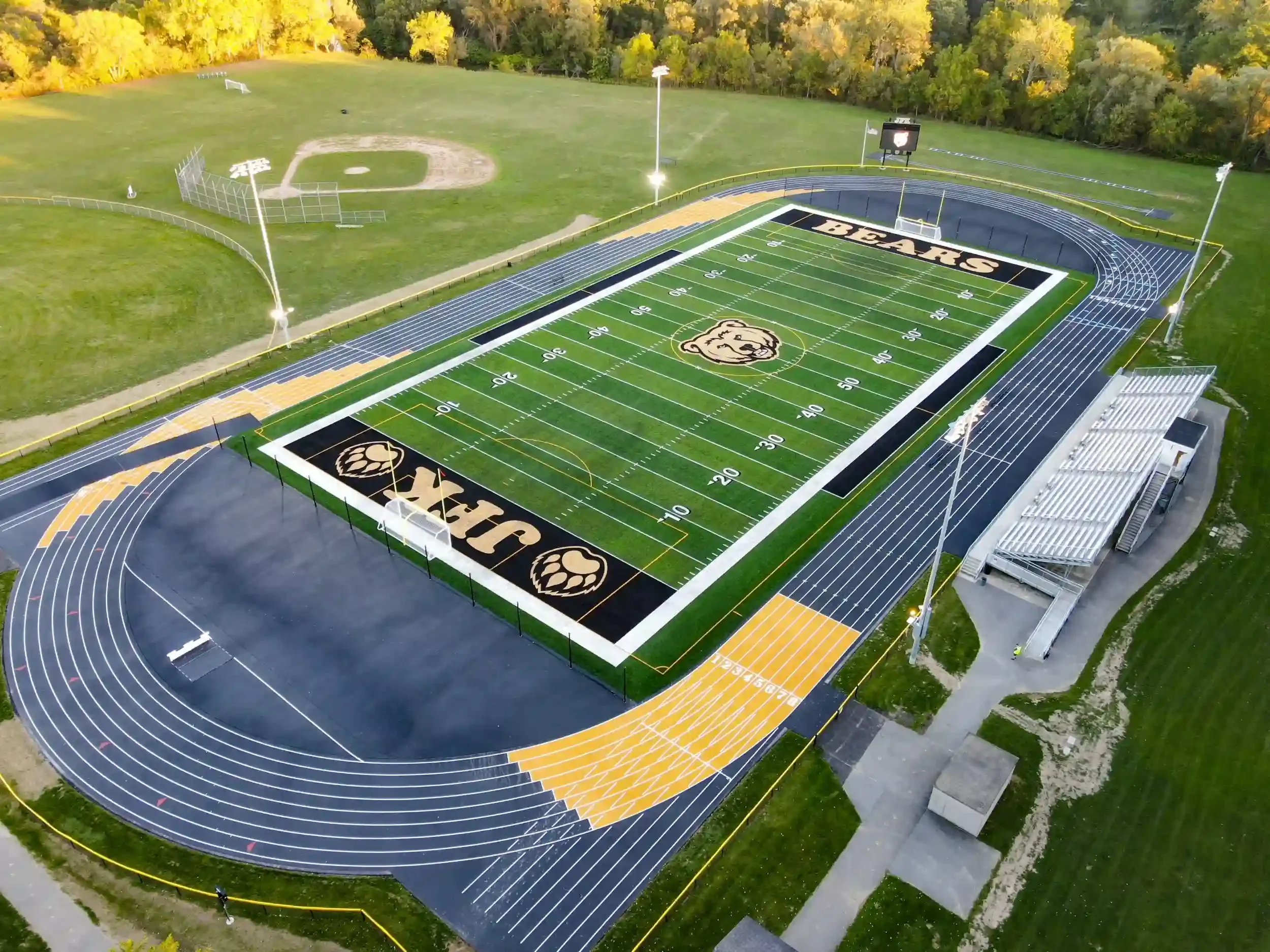 An aerial view of the new football field and track at Cheektowaga Sloan UFSD.
