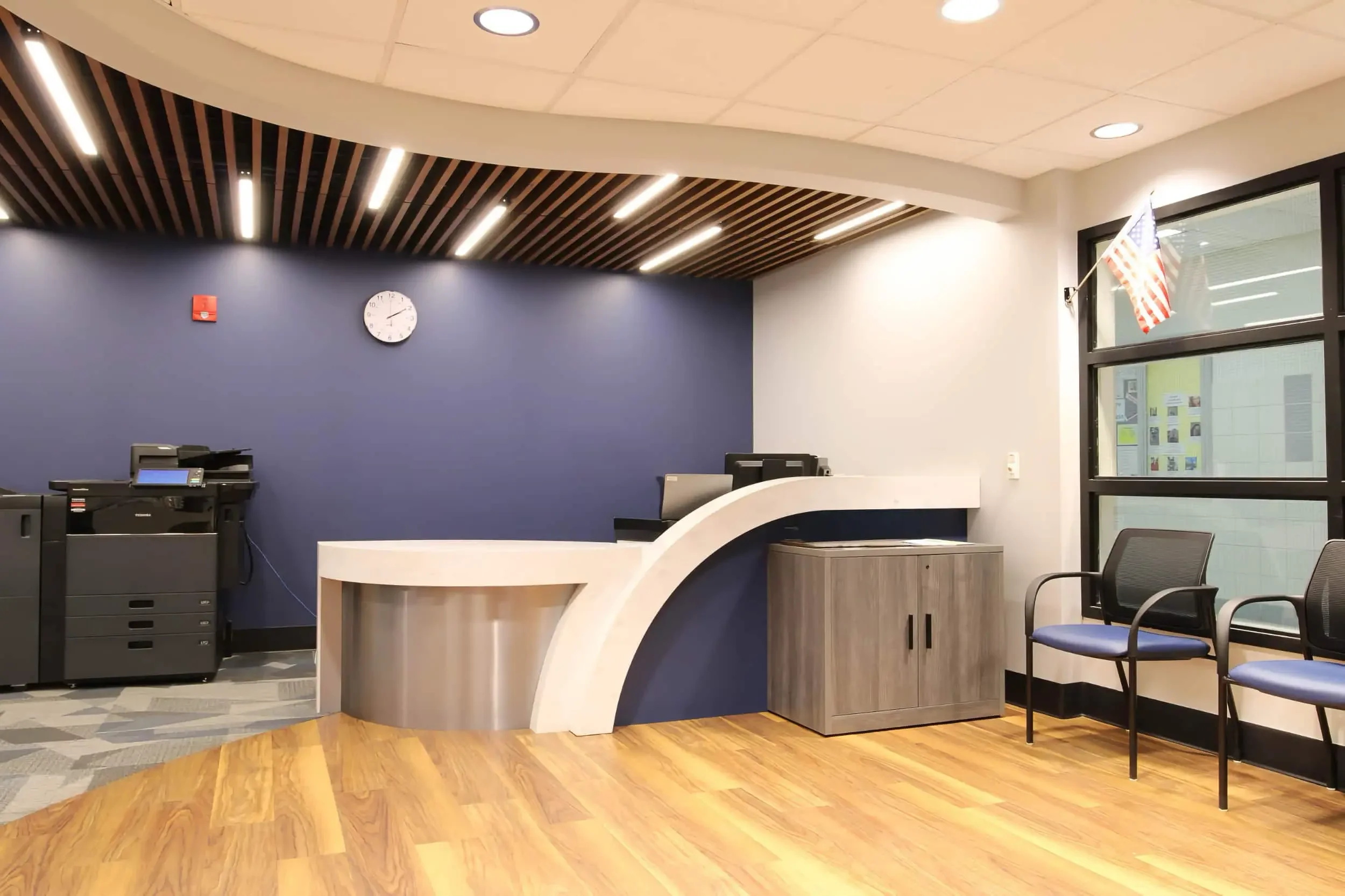 The reception area at Erie 1 BOCES Harkness Career & Technical Center