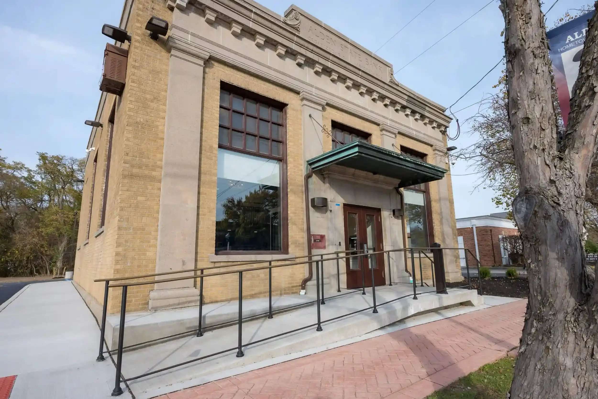 The exterior of Alden State Bank