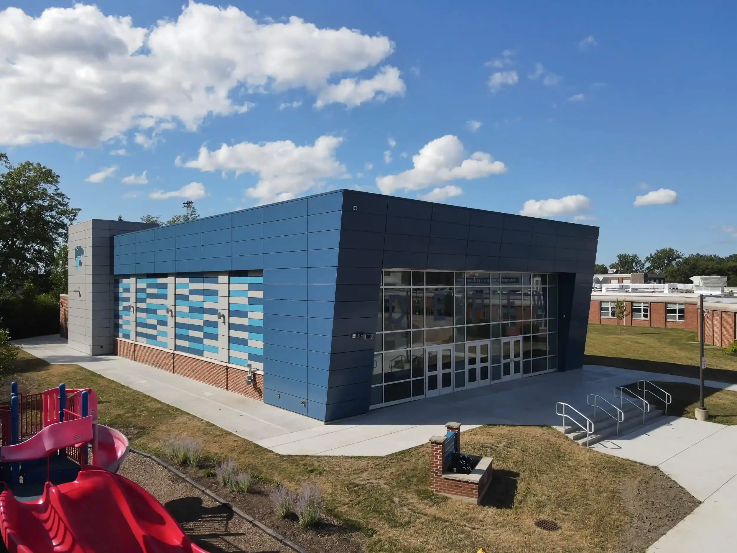 The exterior of the new auditorium at Depew UFSD