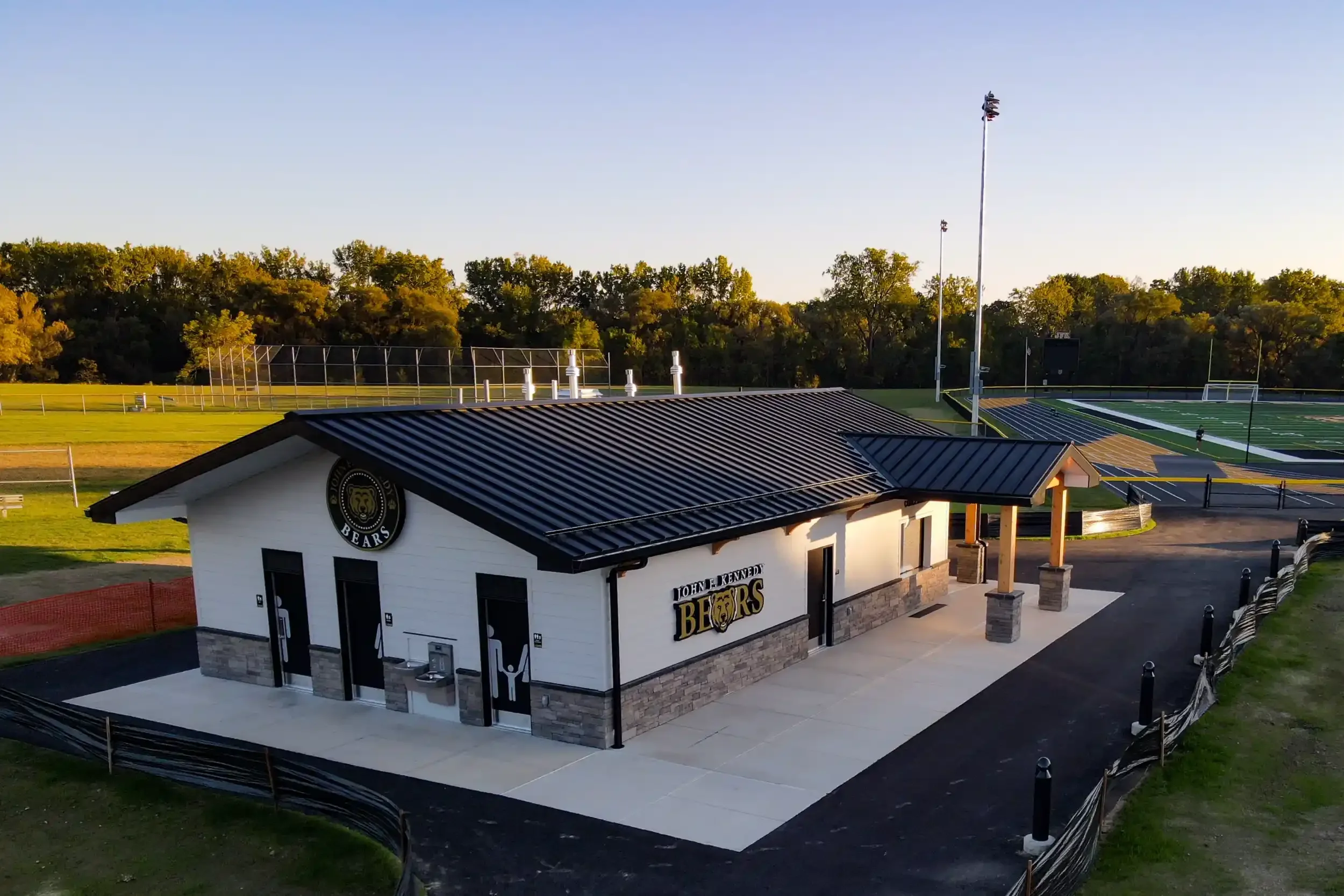 The exterior of a new concession stand at Cheektowaga Sloan UFSD.