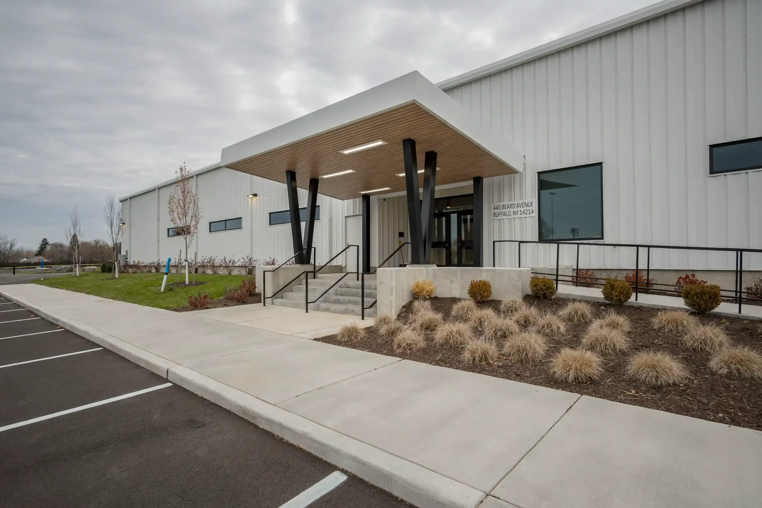 The exterior of the new Thomas M. Fieldhouse built for the City of Buffalo at Shoshone Park.