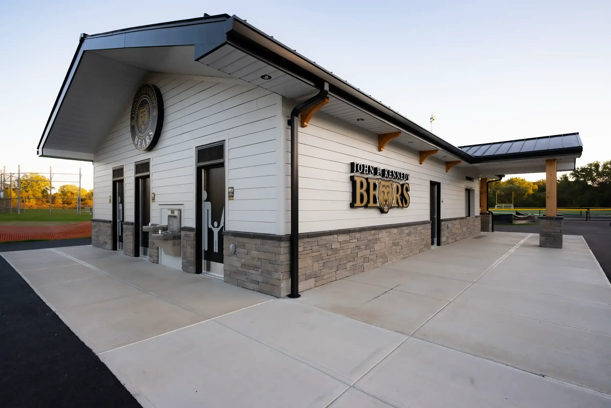 The exterior of a new concession stand at Cheektowaga Sloan UFSD.