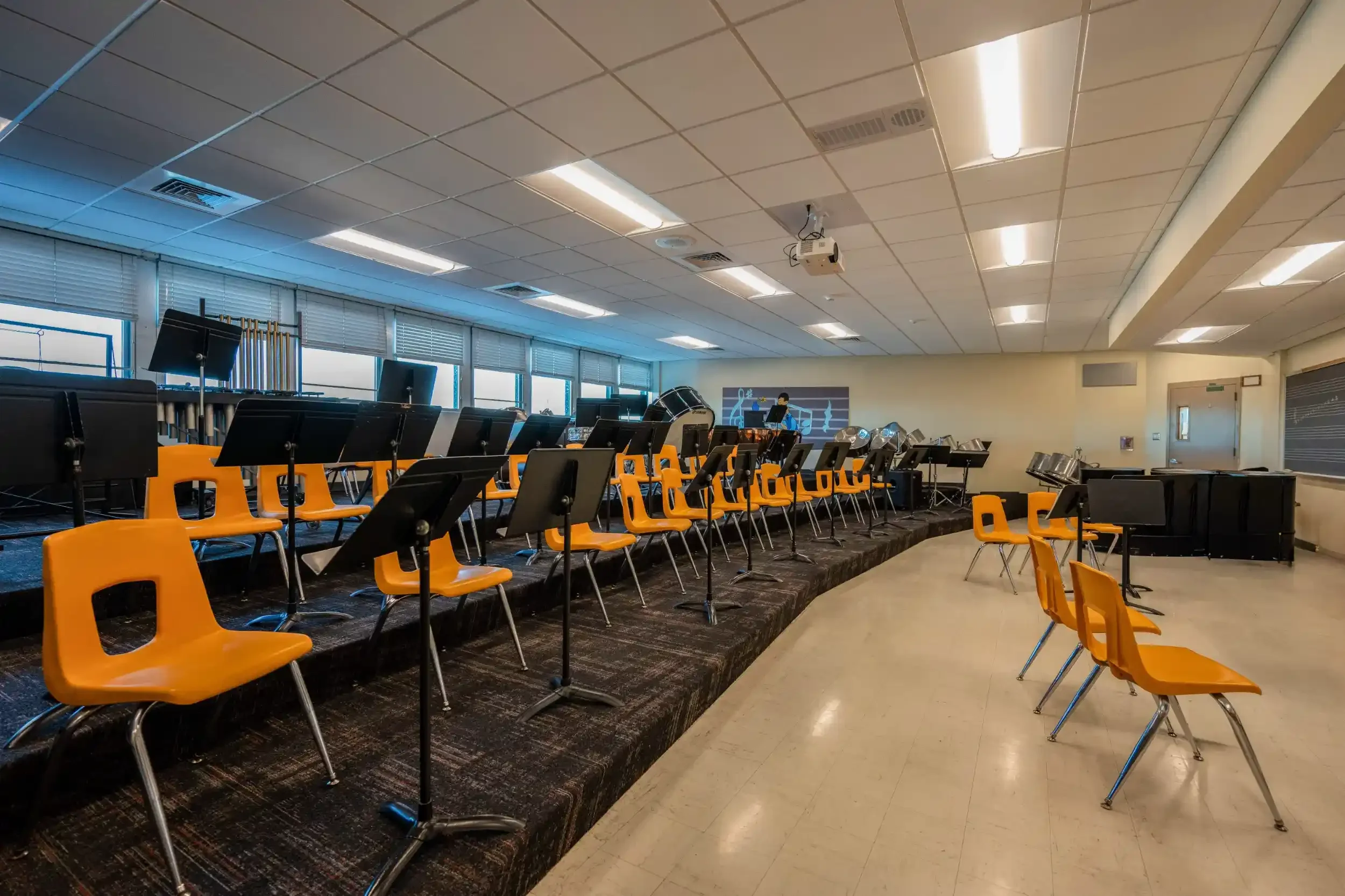 The interior of the new band room at Bemus Point CSD.