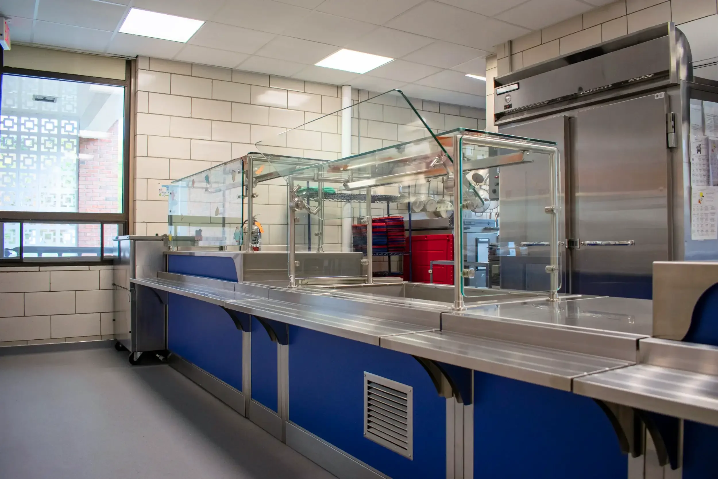 The new serving line in the cafeteria